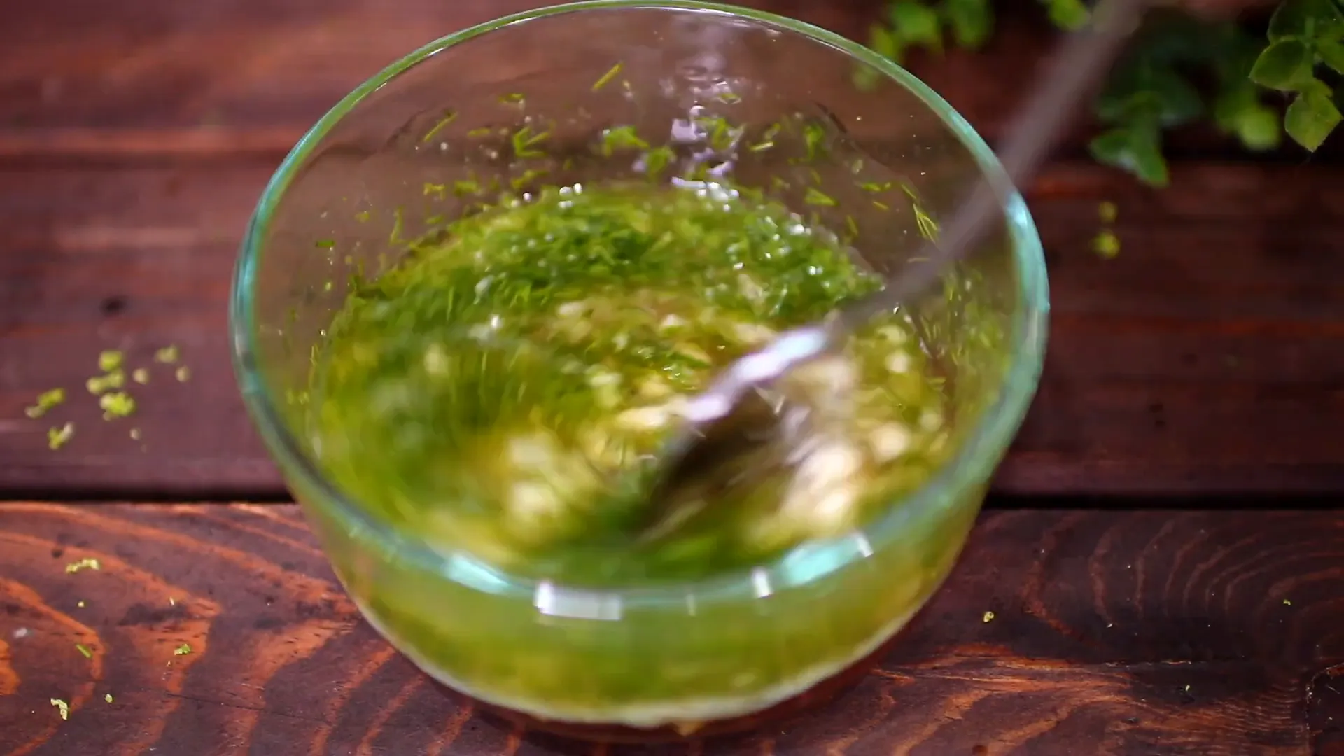 Mixing the marinade ingredients