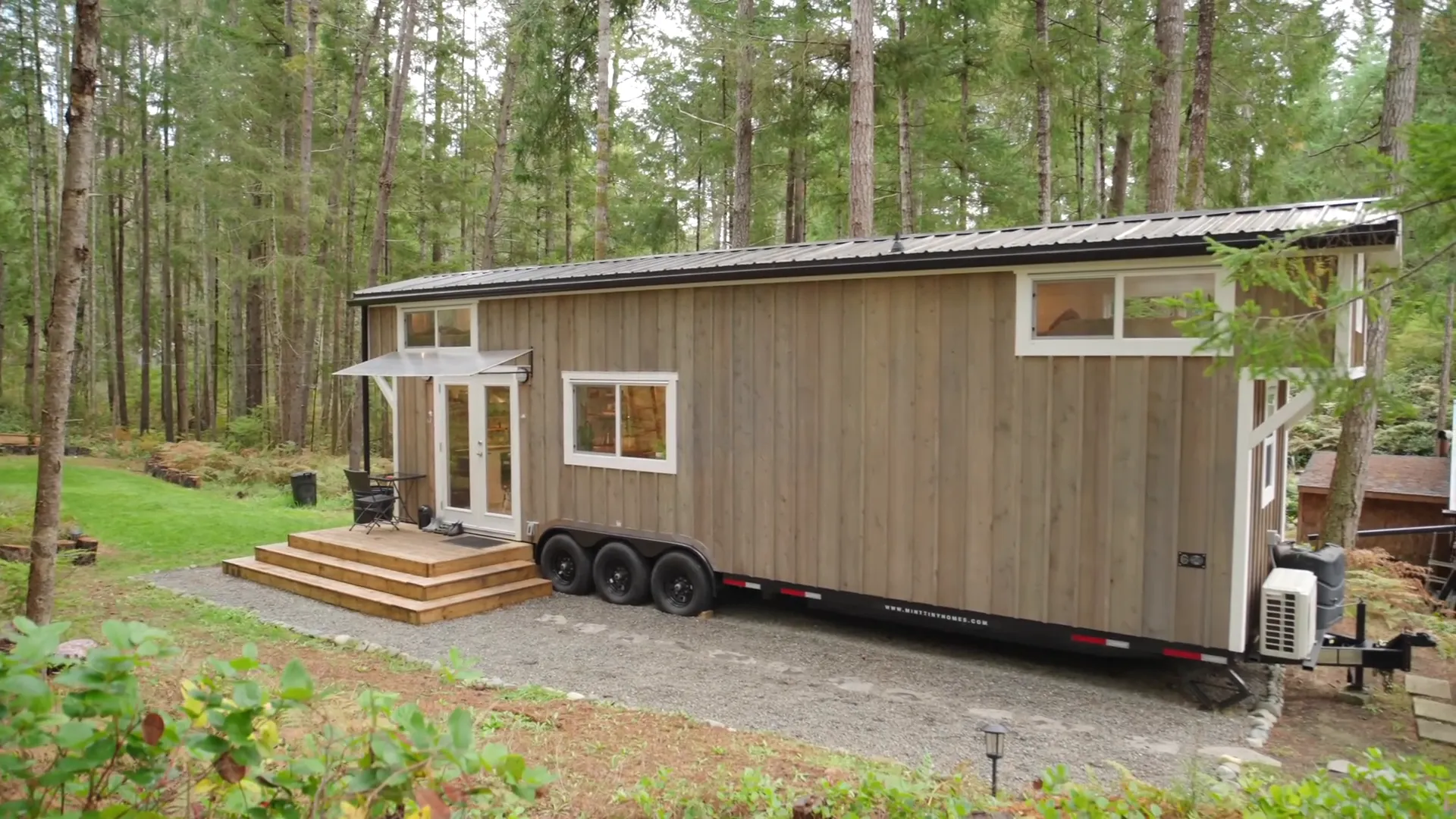 The exterior design of Amber's tiny house.