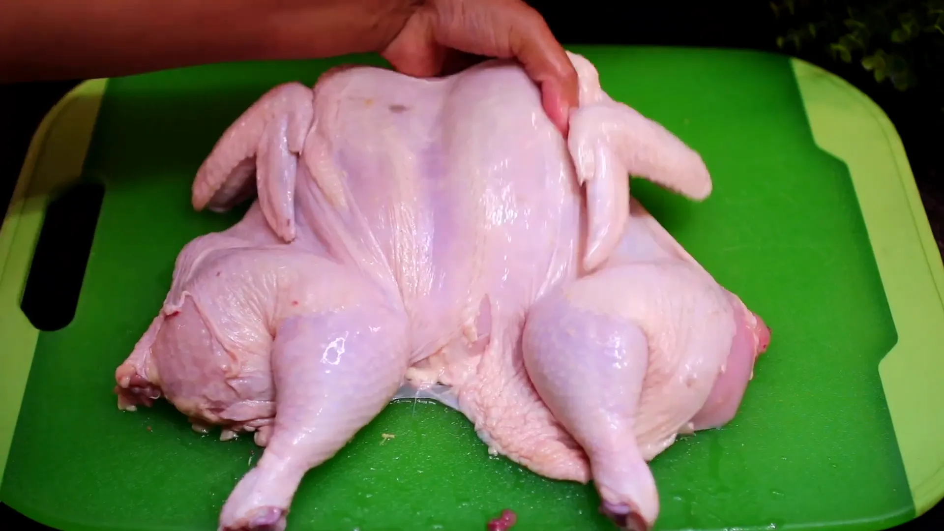 Open chicken laid flat