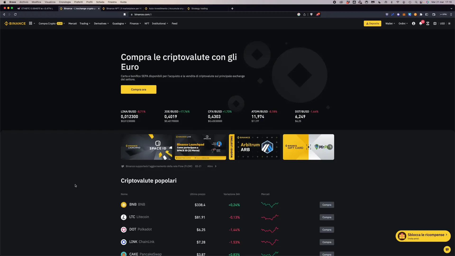 Creating an account on Binance