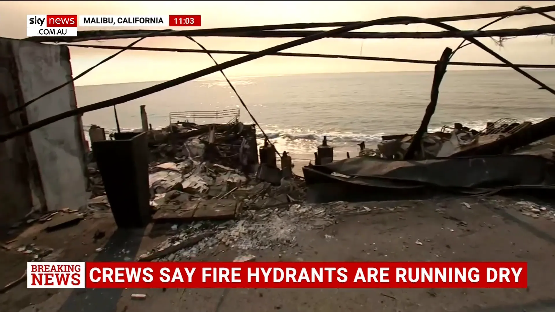 Destruction caused by the wildfires in Malibu