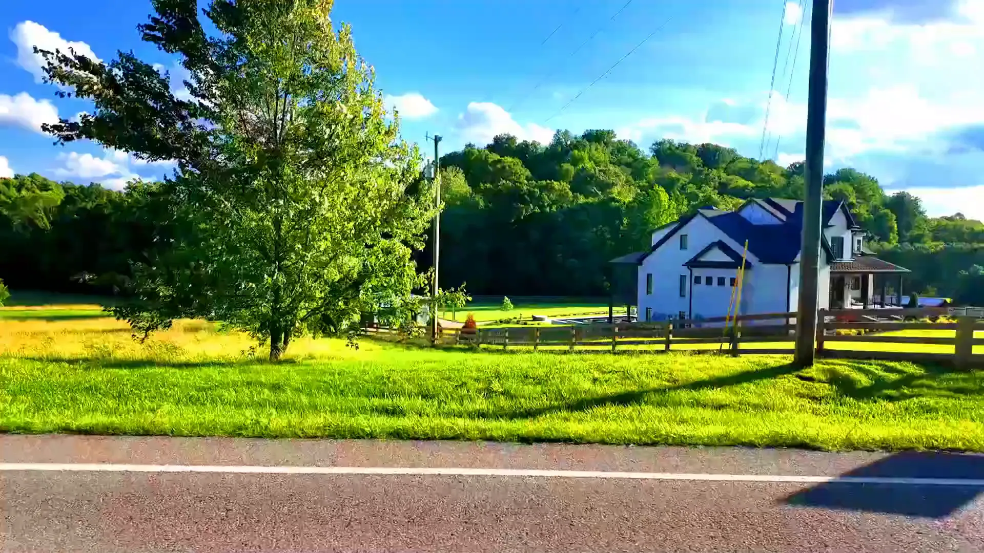 Rolling hills and horse farms in College Grove, Tennessee