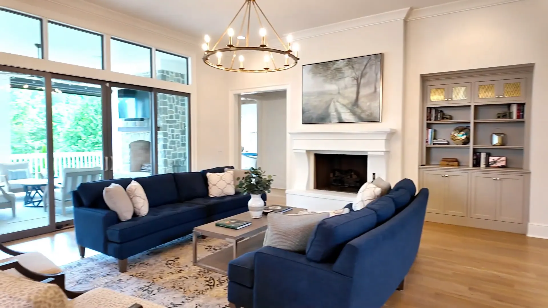 Interior of luxury home with hardwood floors and natural light