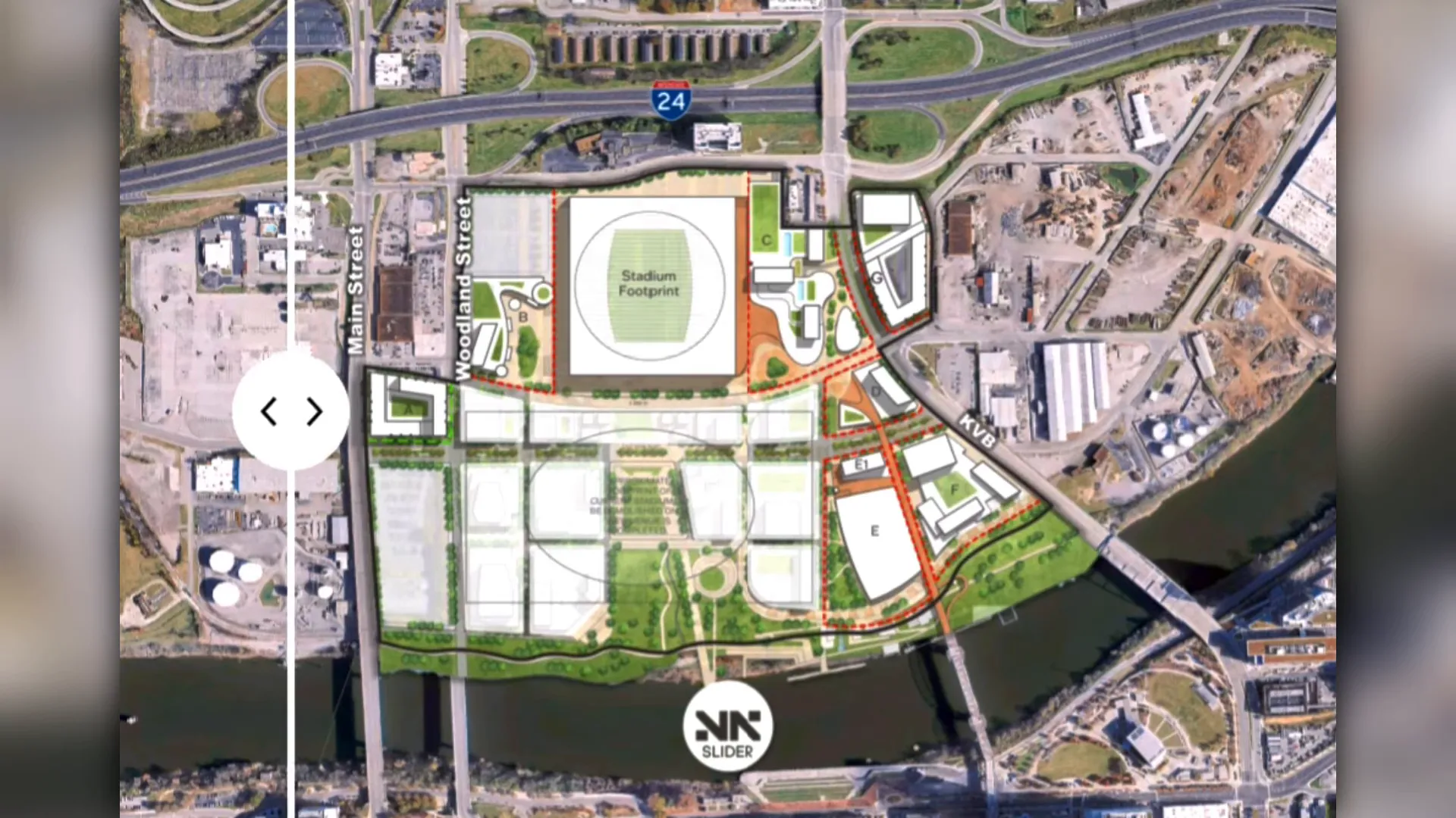 East Bank aerial plan concept