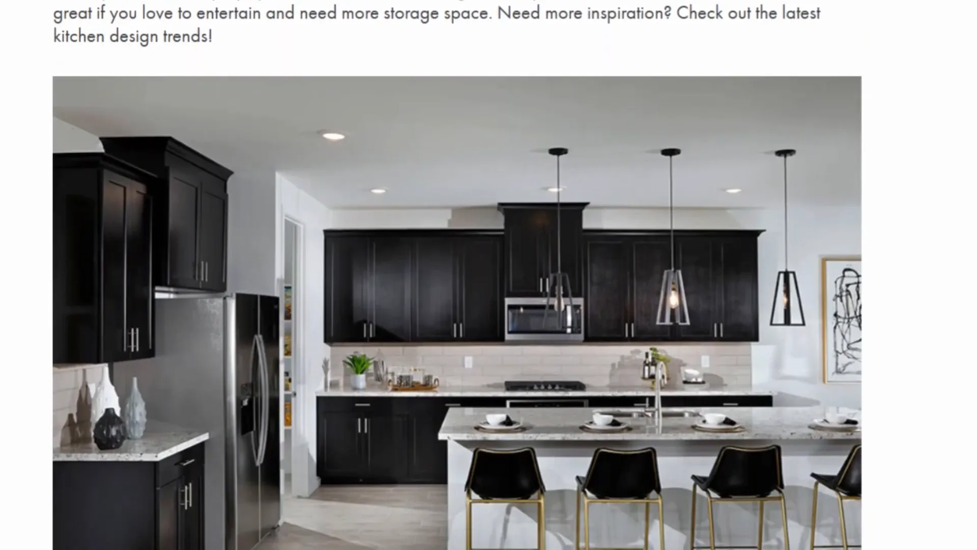 Interior finishes of Meritage Farms home showing modern kitchen