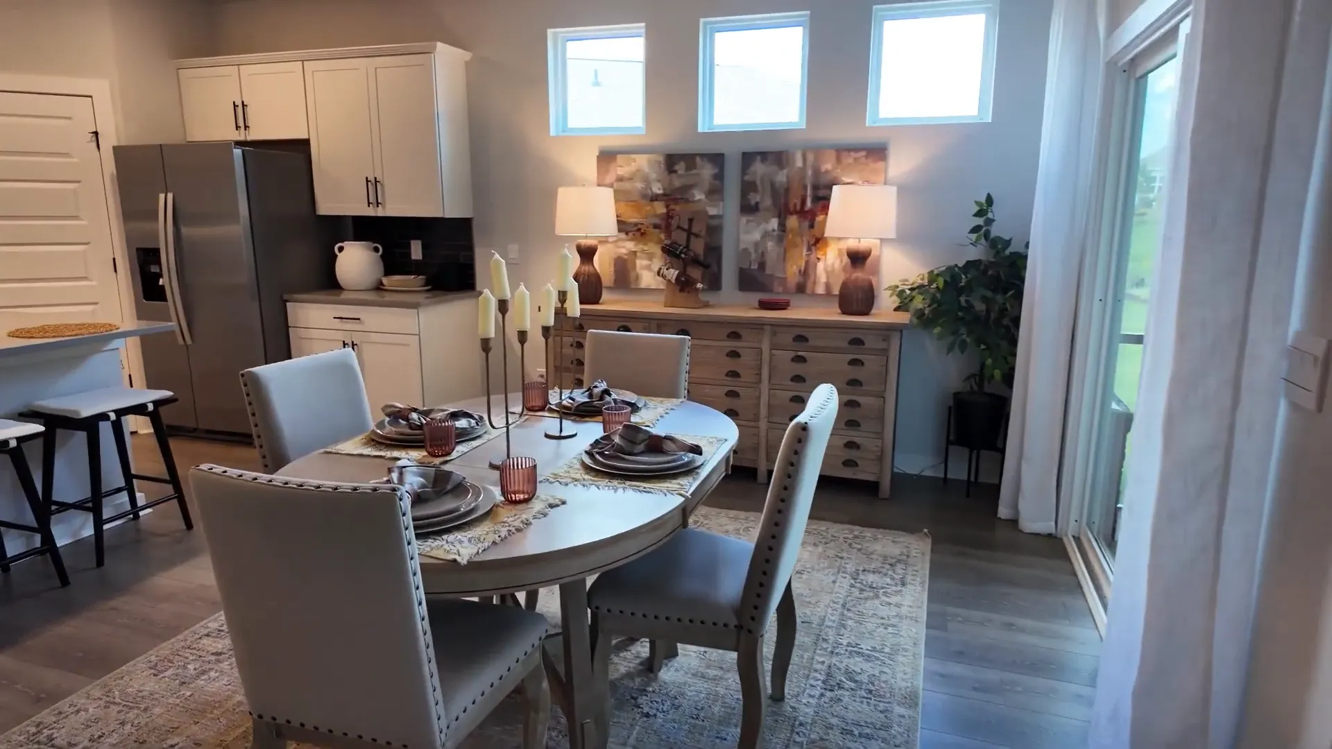 Kitchen with wide sink and solid surface countertops