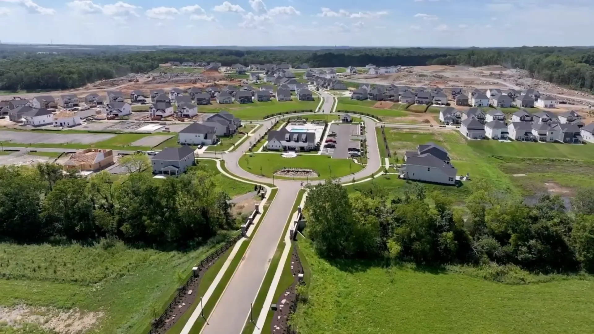 Street view of the new all-brick community in Mount Juliet