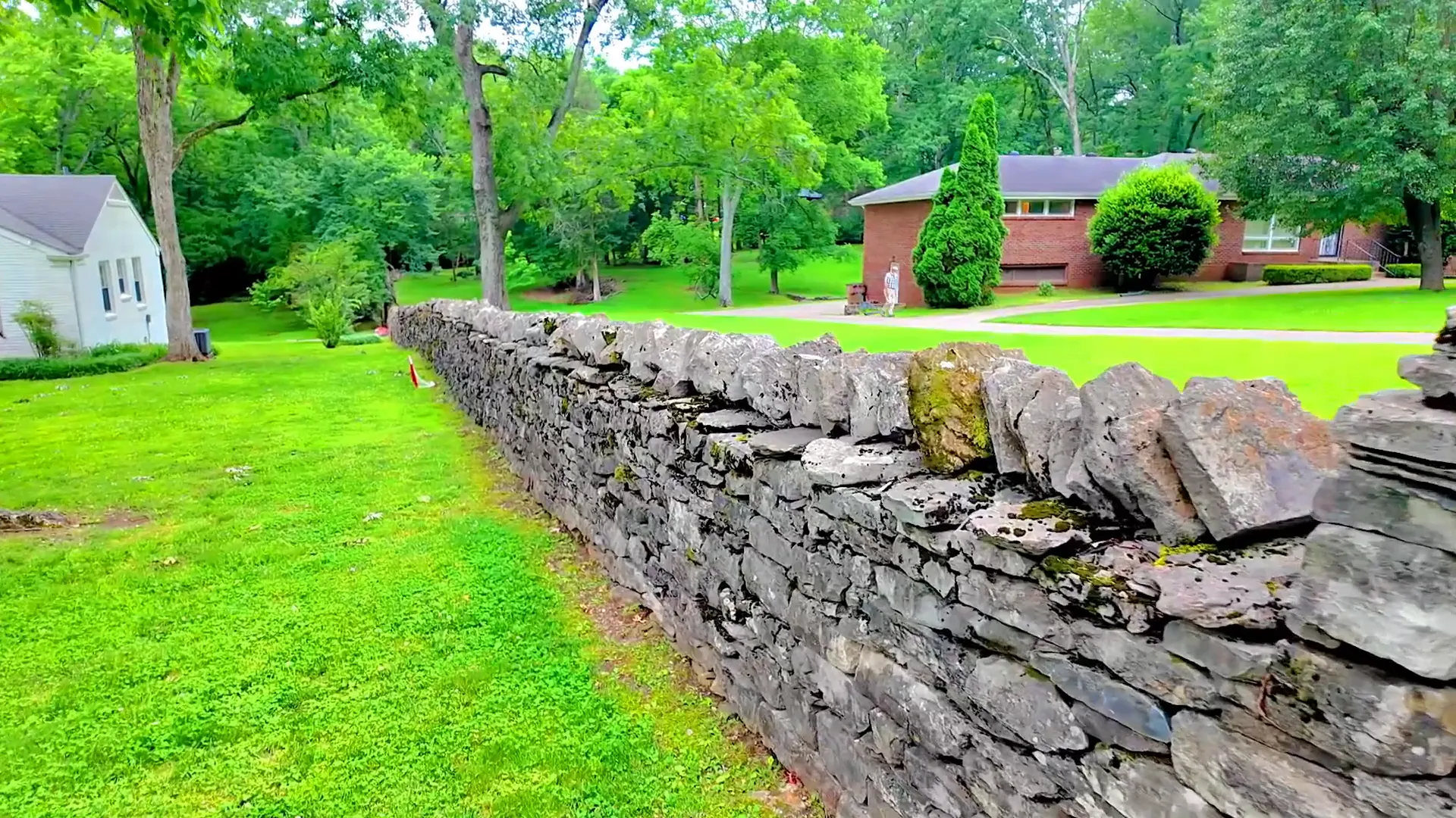 Stone wall marking the boundary of the historic Belme Plantation