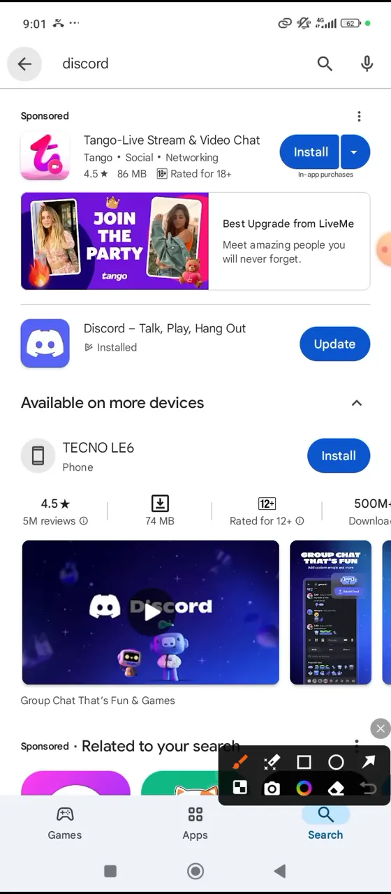 Install Discord app from Play Store