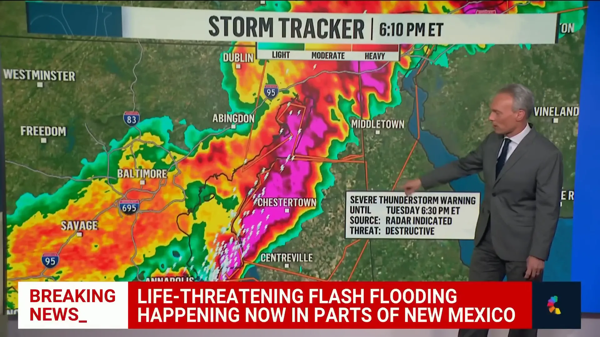 Thunderstorms and severe weather affecting the East Coast including Philadelphia and Maryland