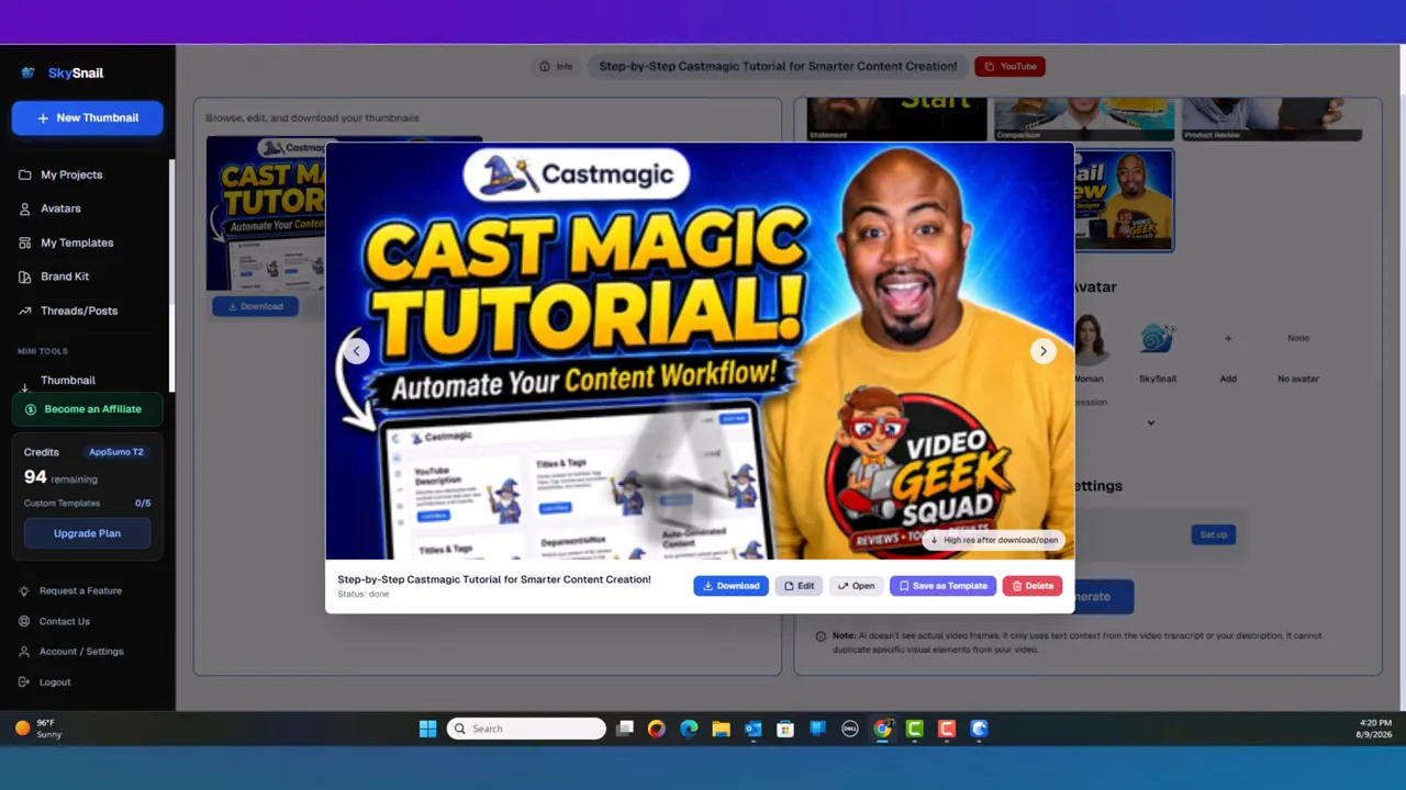 Generated Cast Magic tutorial thumbnail with yellow headline text and avatar
