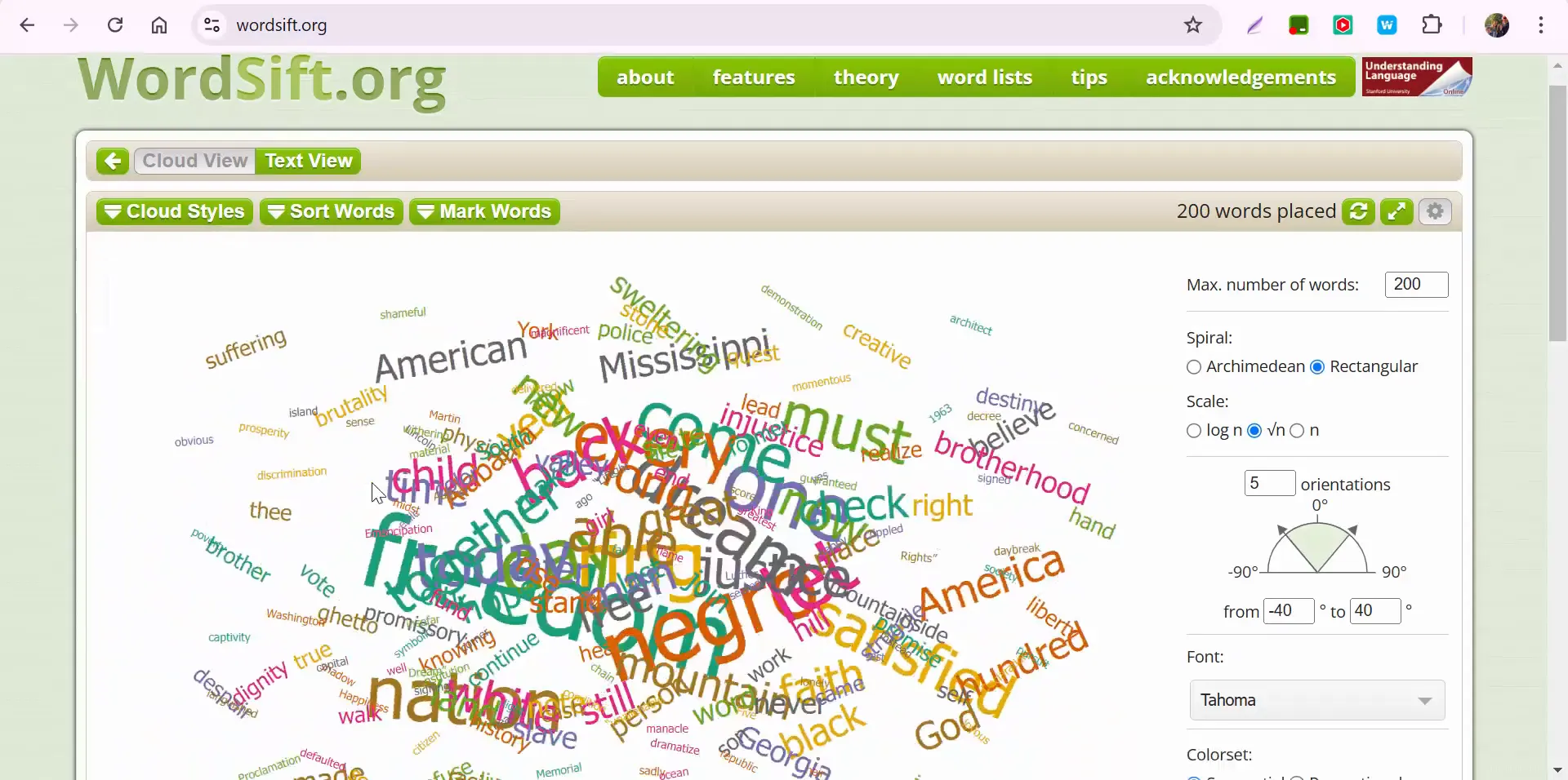 Customizing the word cloud