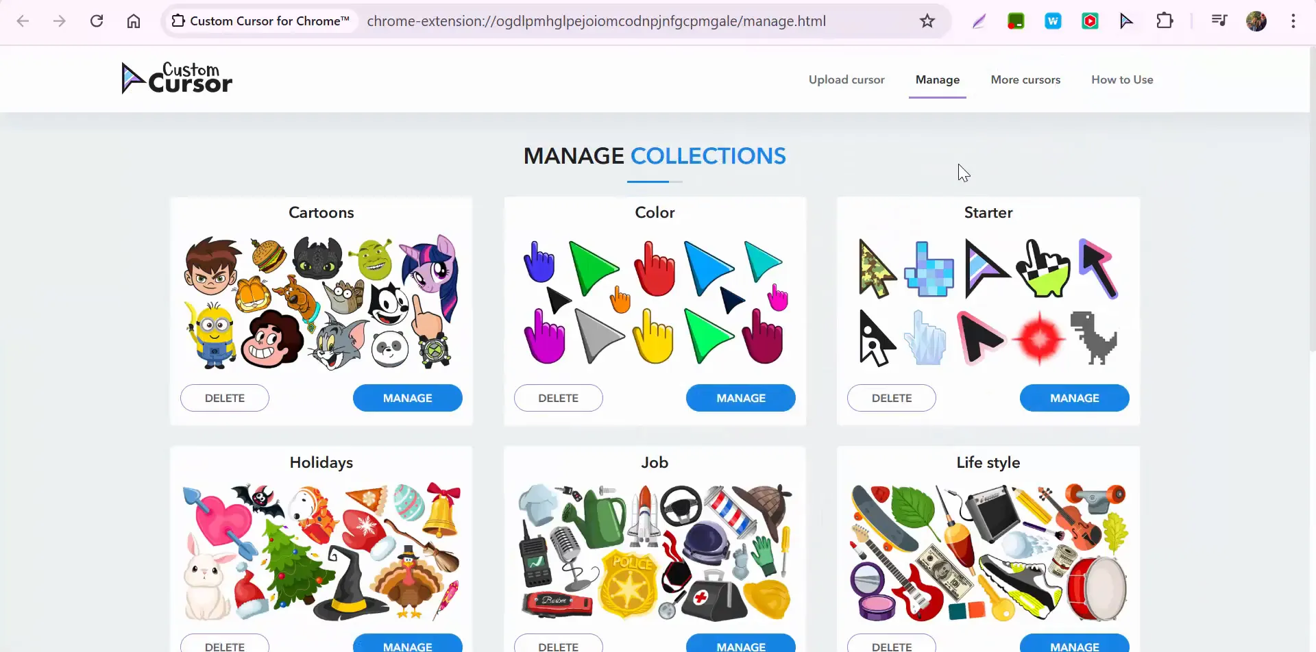 Managing custom cursors