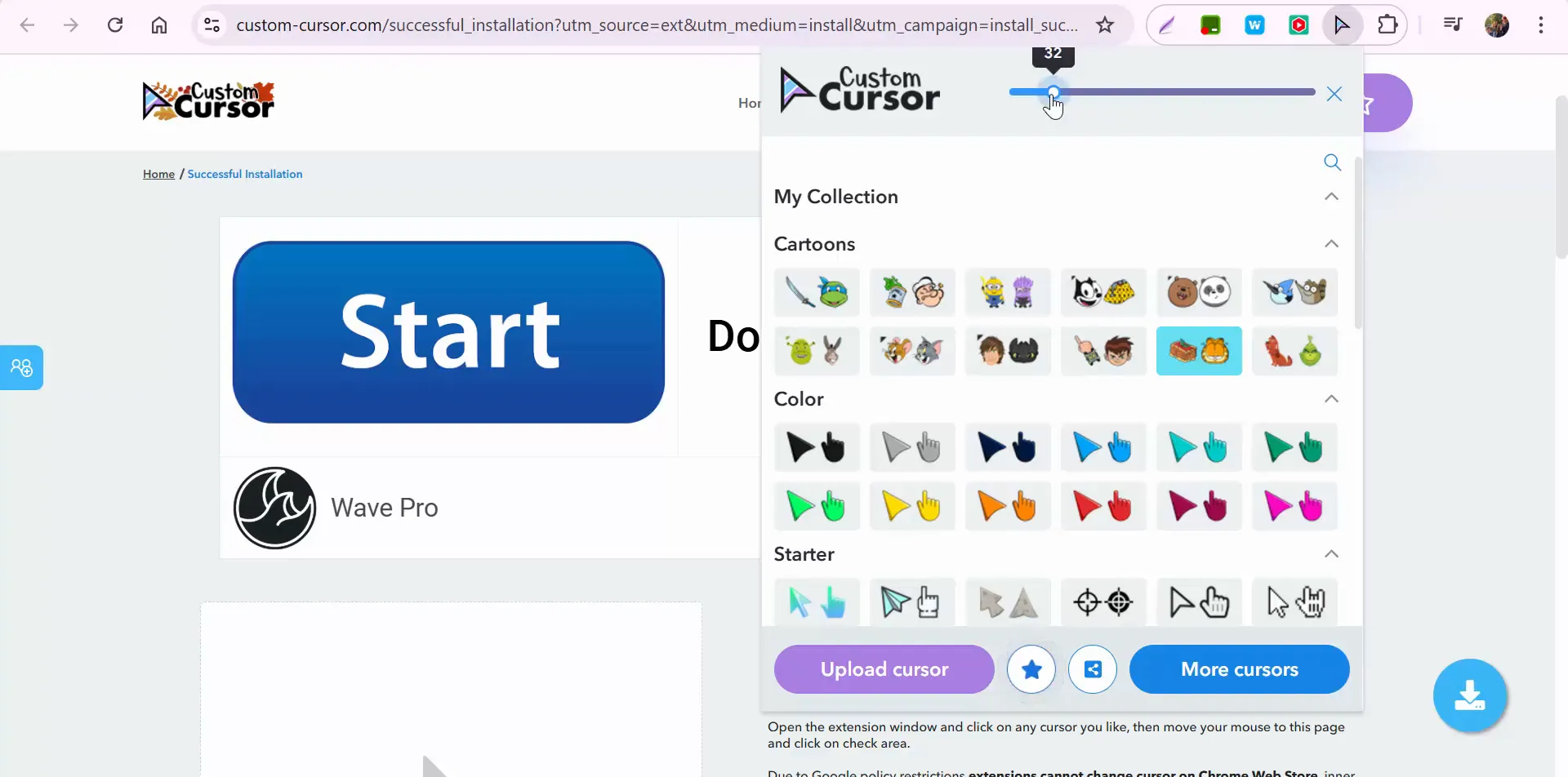 Adjusting the cursor size