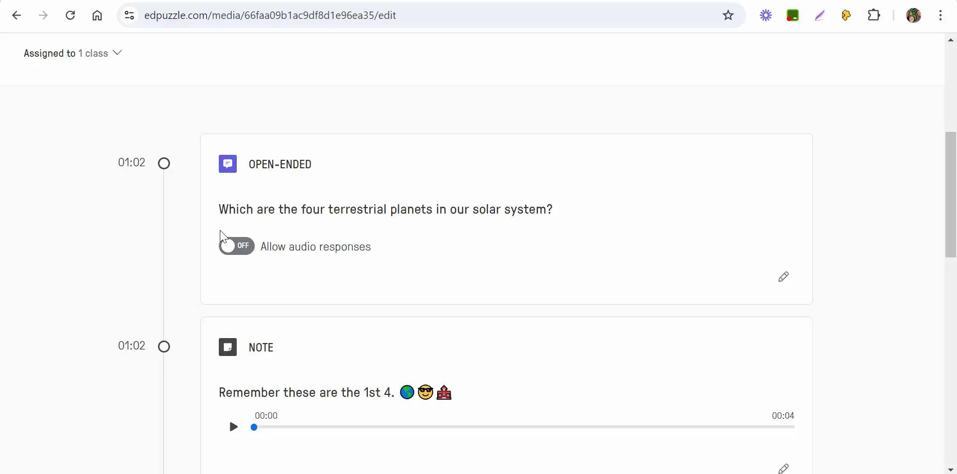 Enabling audio responses for student answers