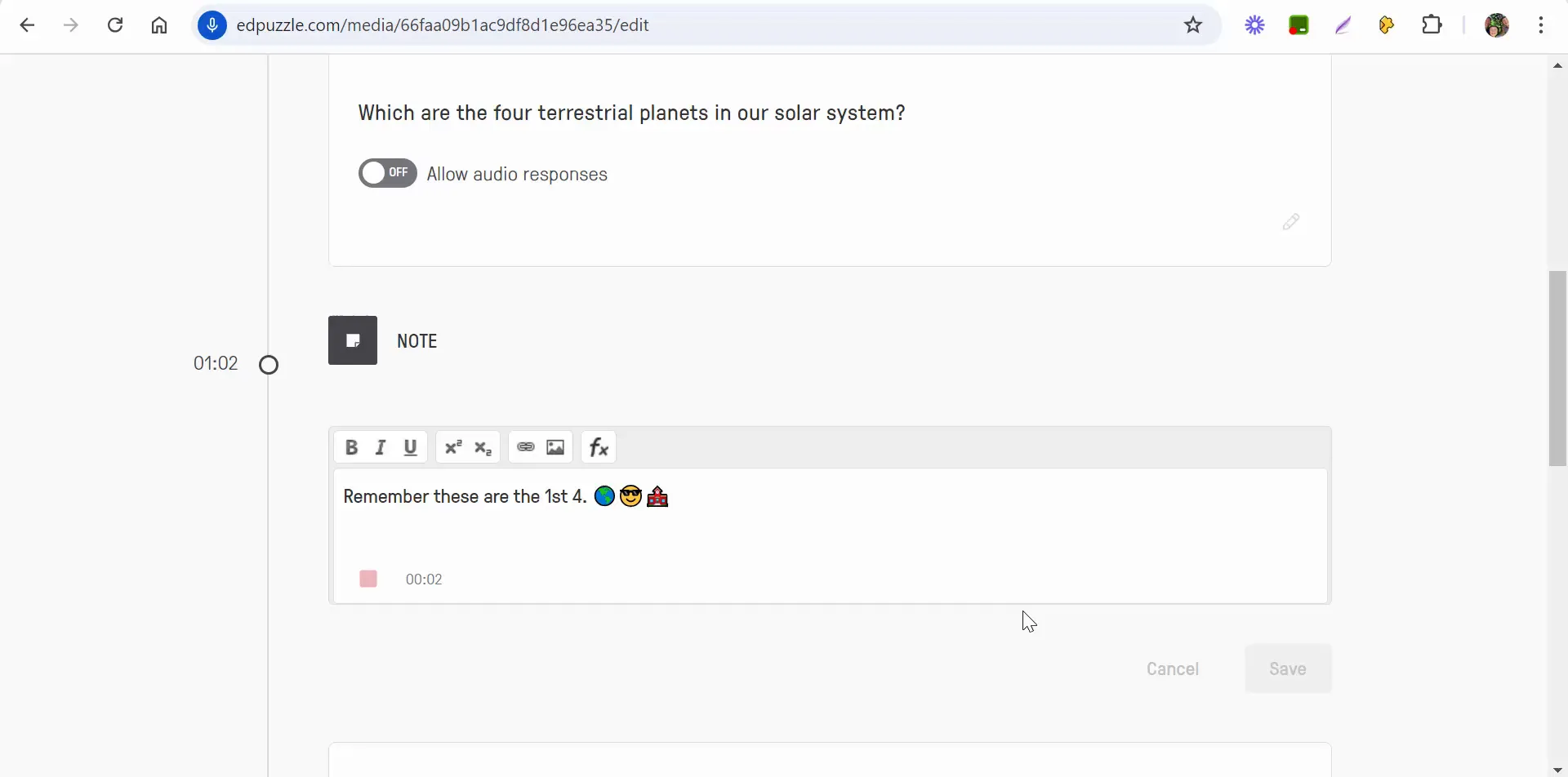 Adding audio notes to Edpuzzle