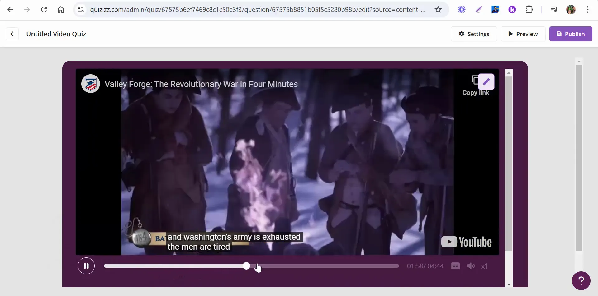 Adding a question at timestamp 2:31