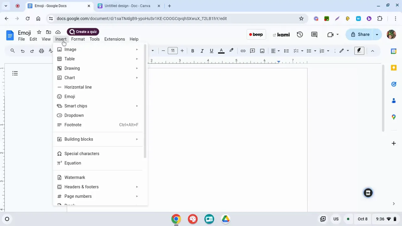 Insert emoji feature in Chromebook