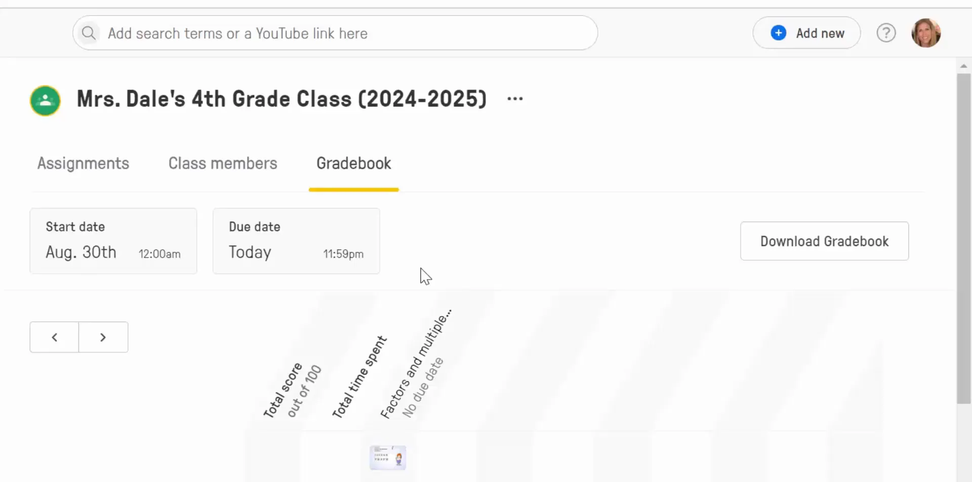 Gradebook overview in Edpuzzle