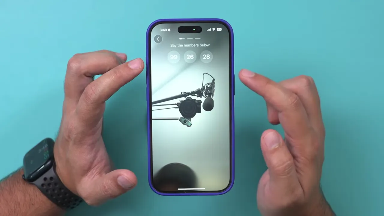 Sora cameo capture screen showing numbers (99, 26, 28) with instruction to say the numbers below