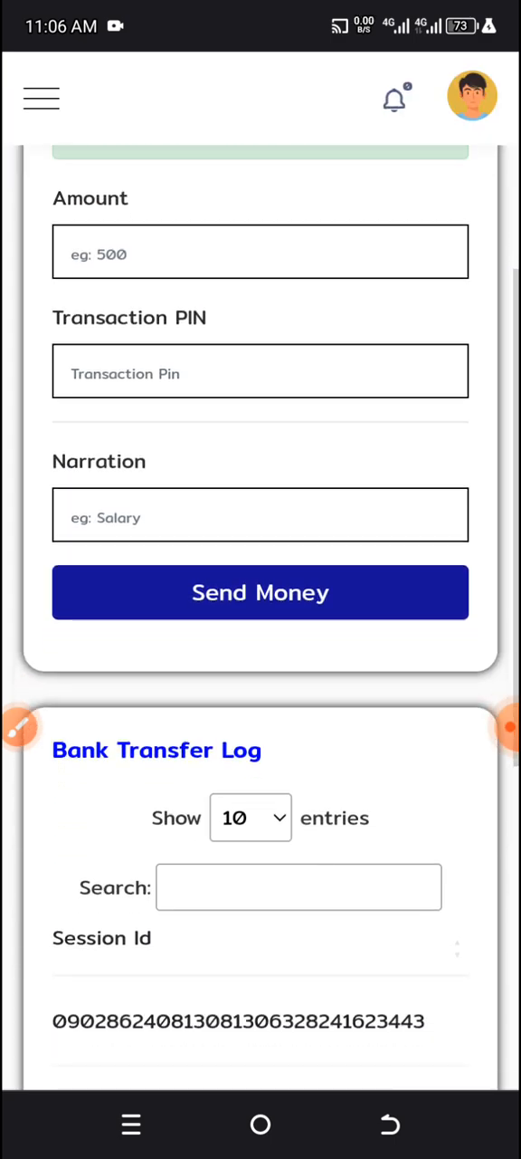 Fluterpay User Dashboard Screenshot