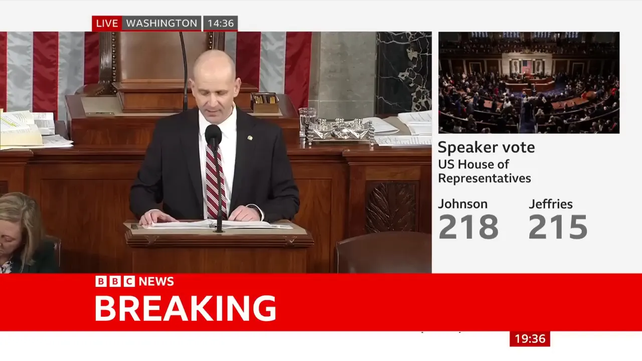 Mike Johnson being announced as Speaker of the House