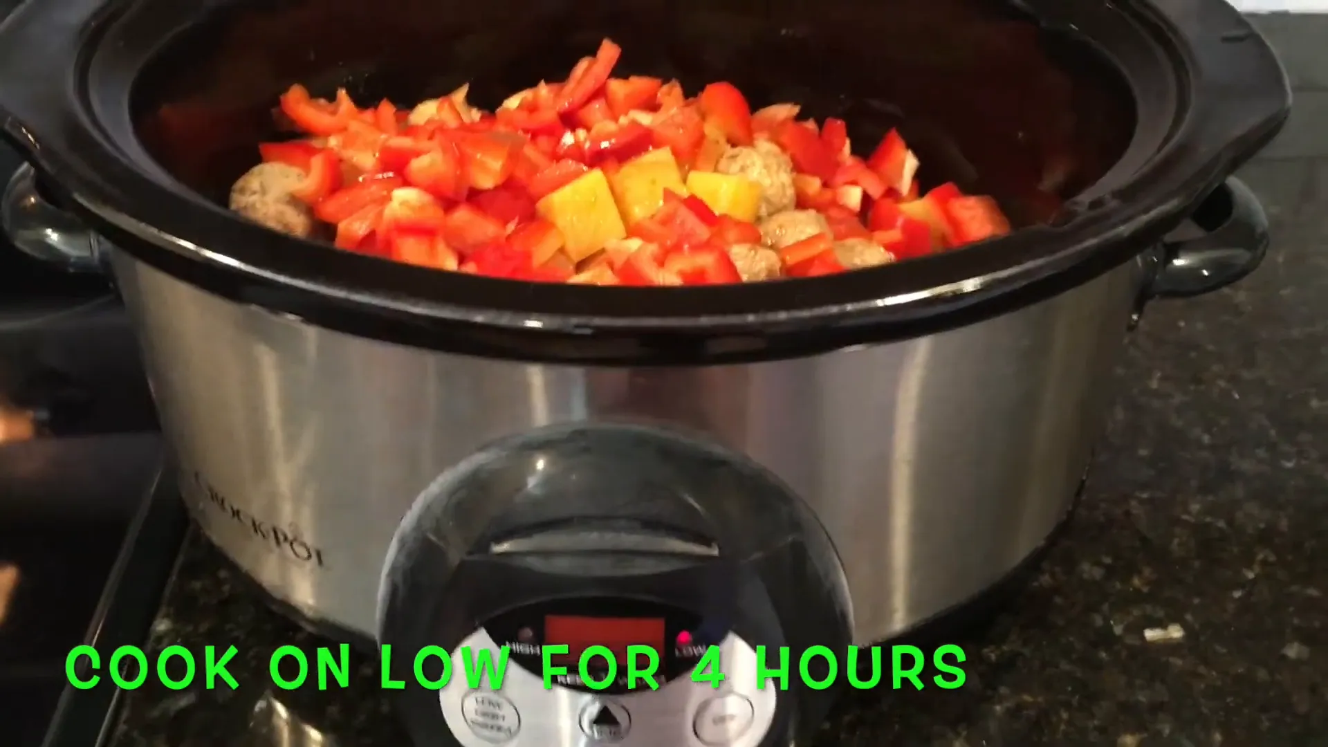 Covering the crockpot with the lid.