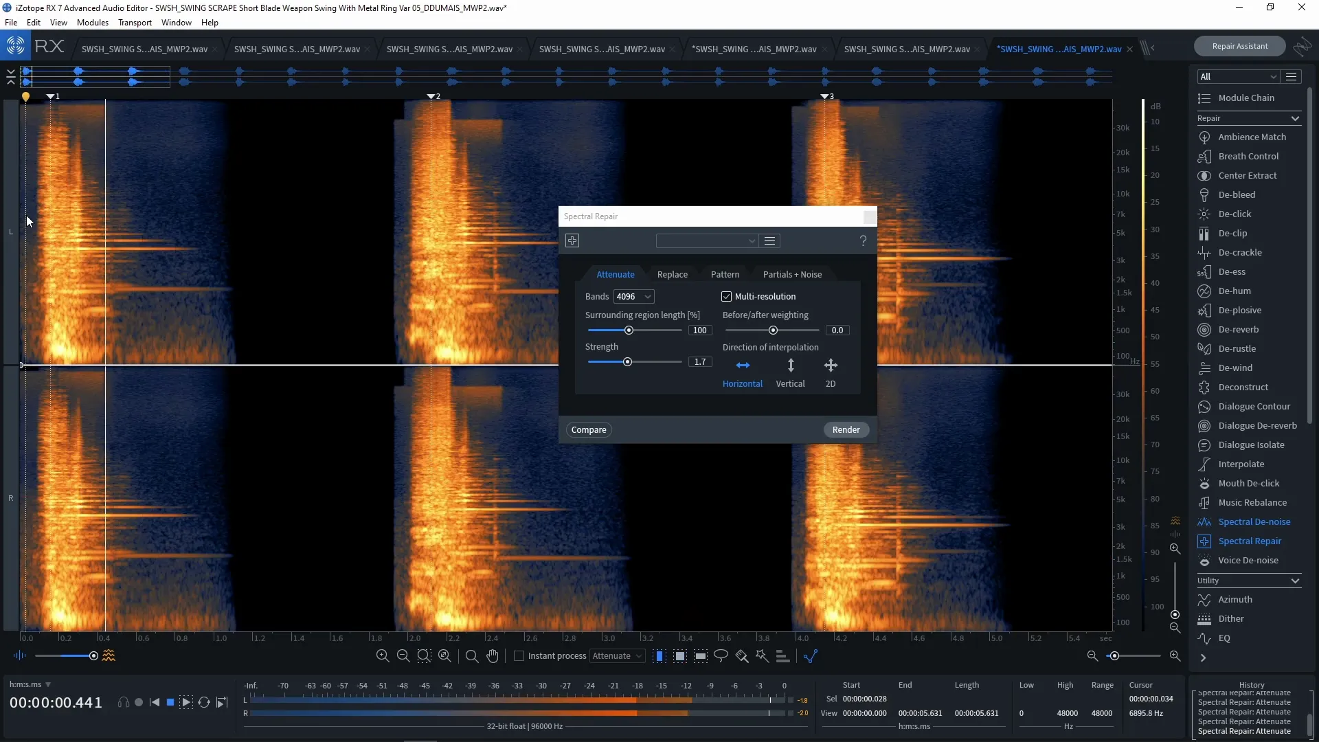 Fine-tuning the audio by gradually increasing the bands.