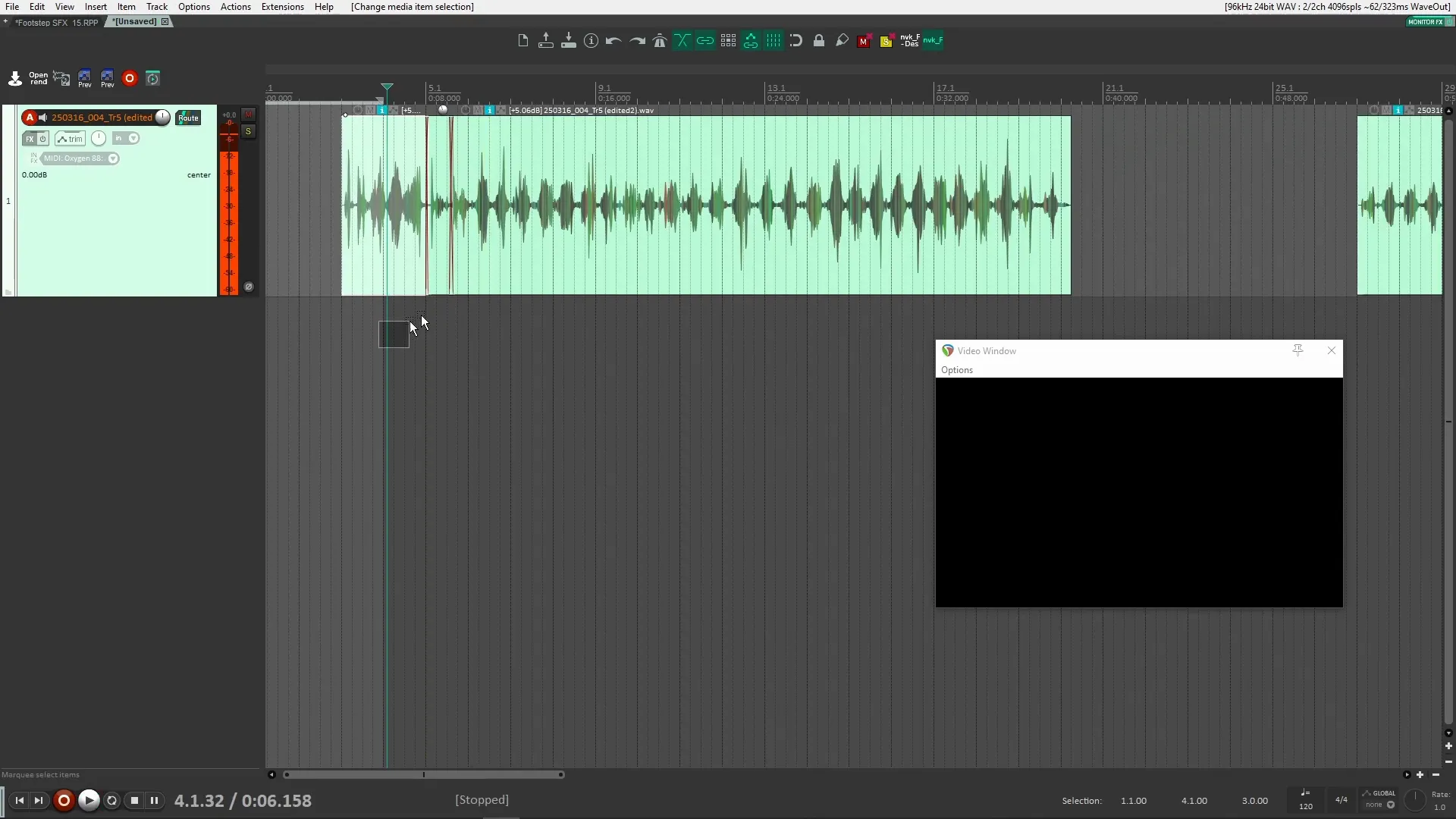 Reaper interface with organized footsteps