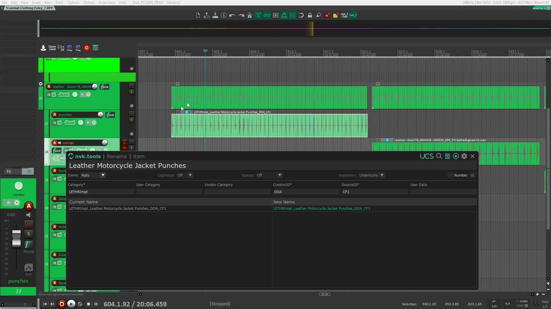Renaming audio files in Reaper