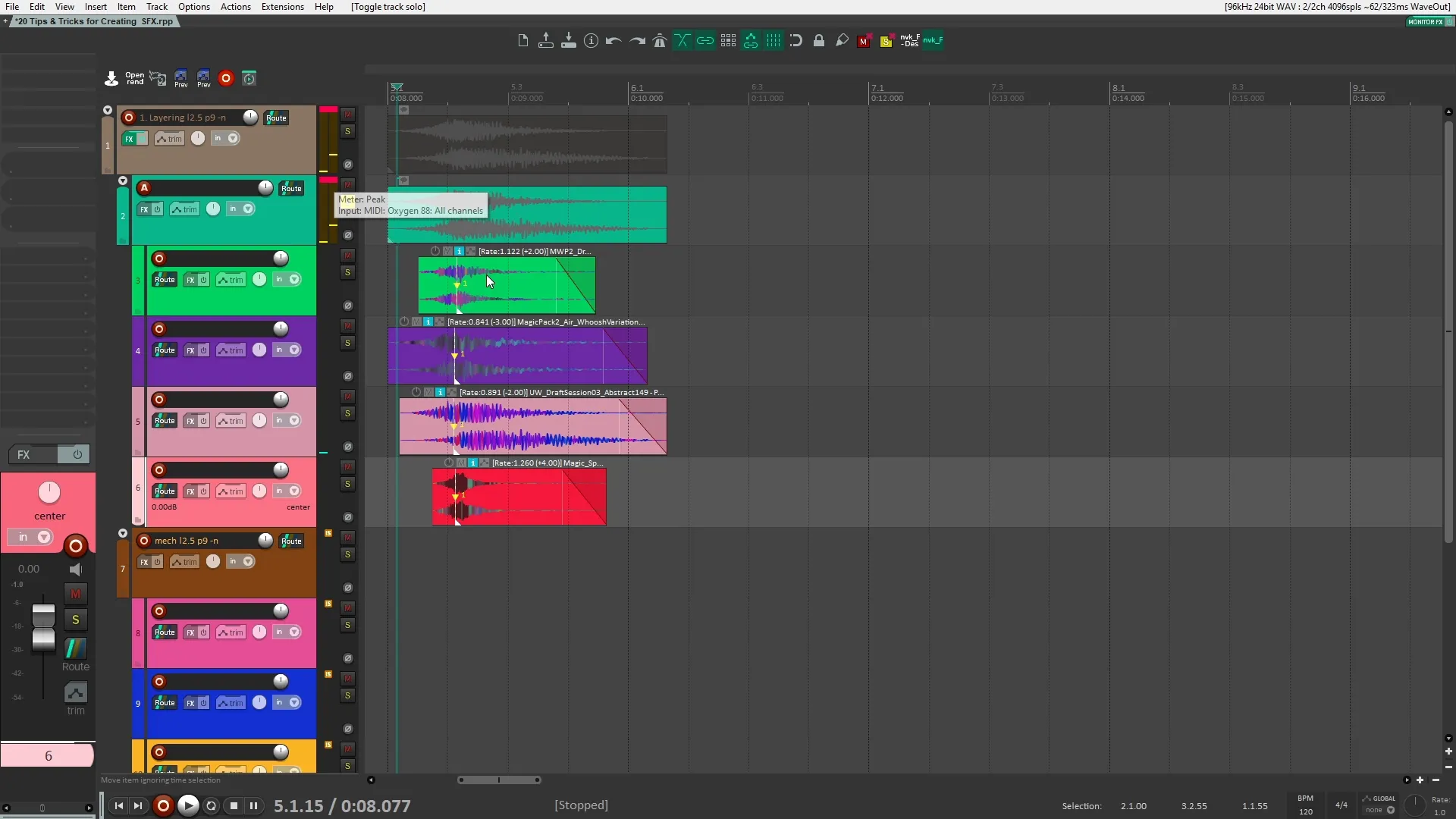 Layering woosh sound example