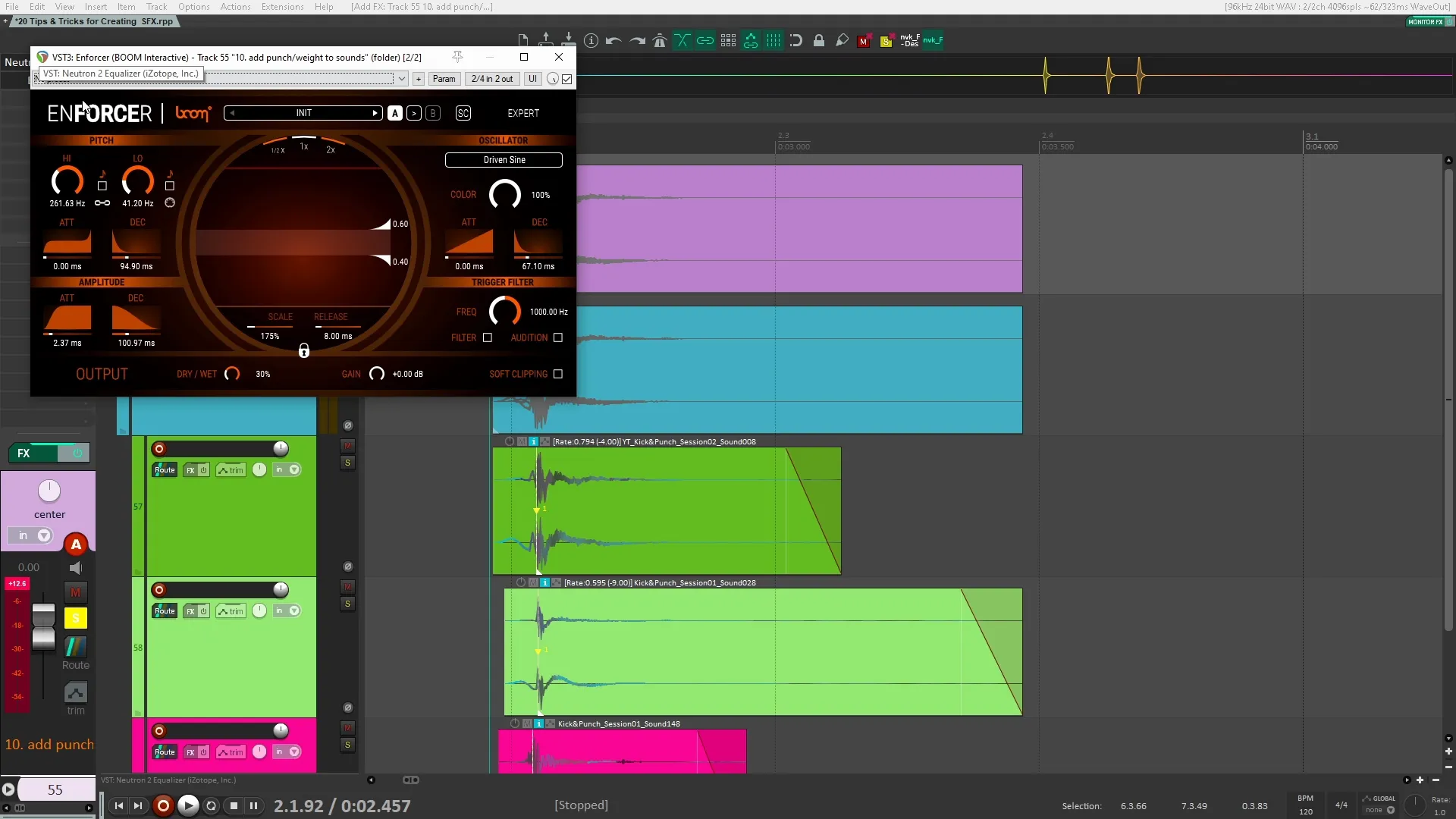 Adding punch to sound example