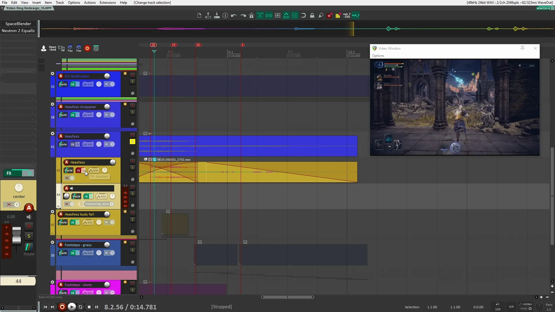 Enemy death sound design