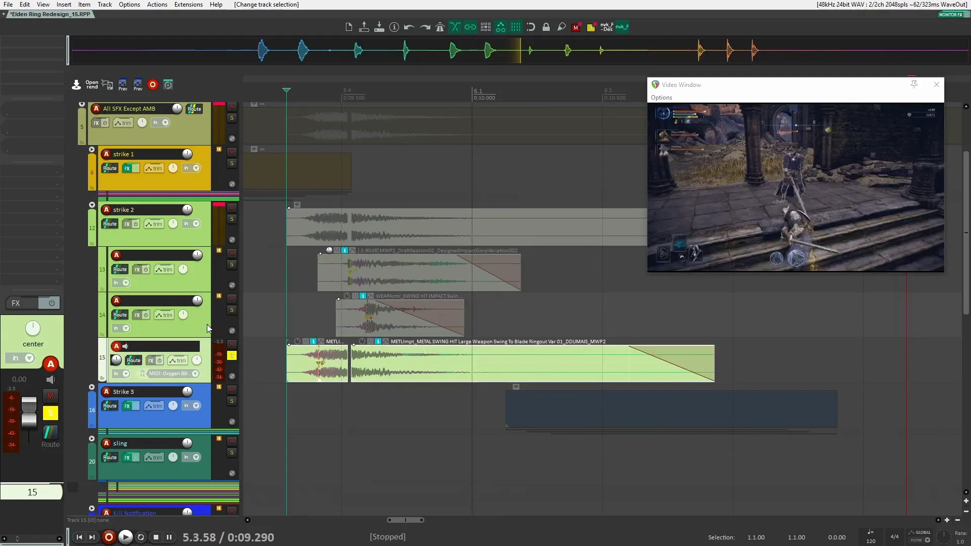 Layering sword strikes sound effects