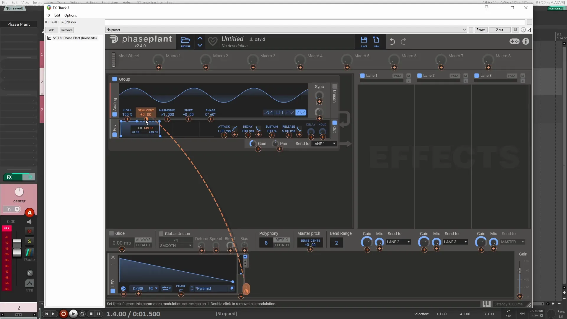 Setting up an LFO