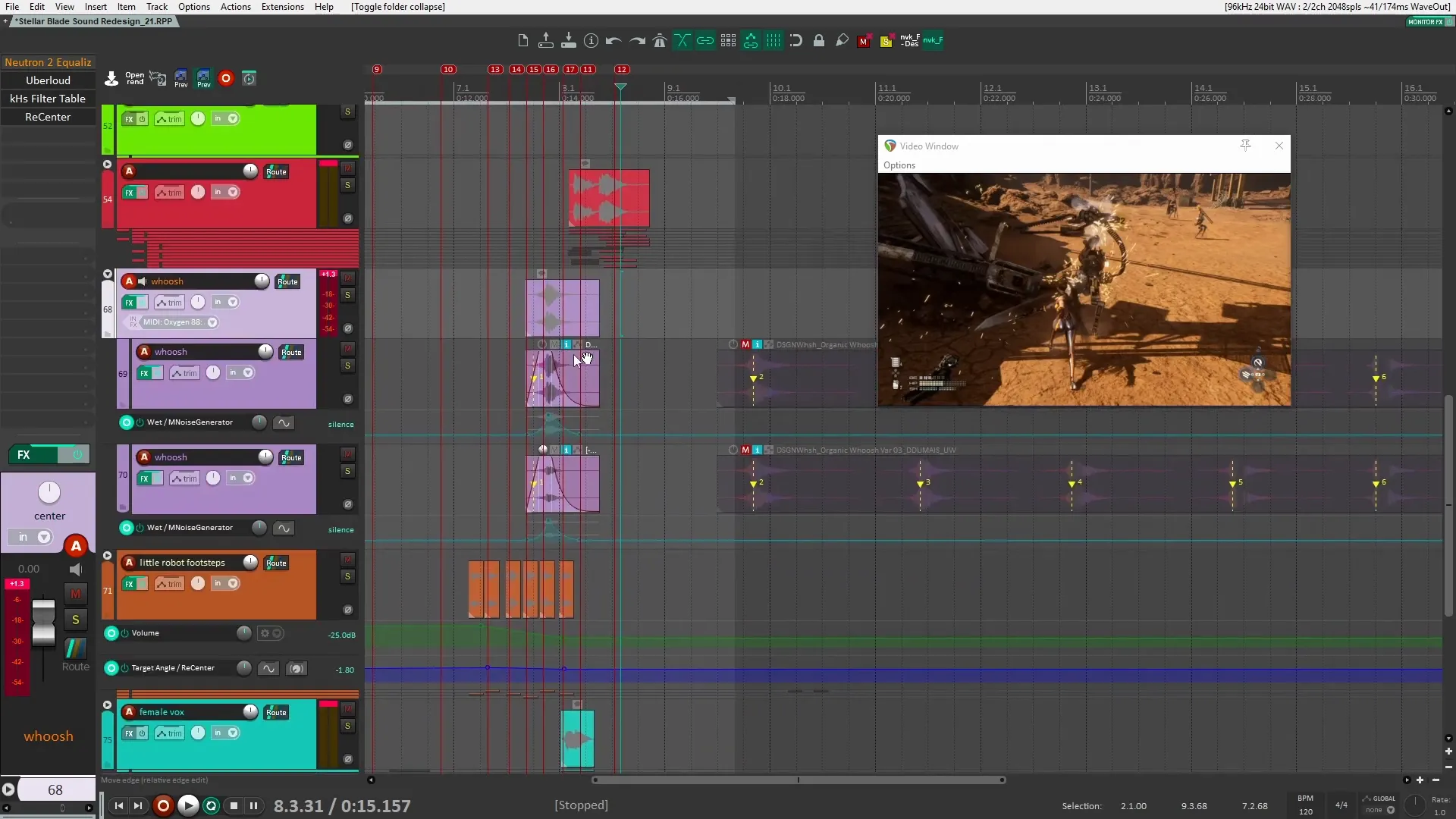 Player whoosh sound creation