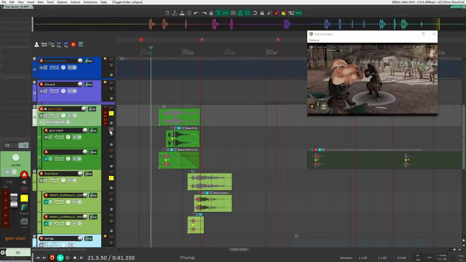 Layered sounds for sword duel