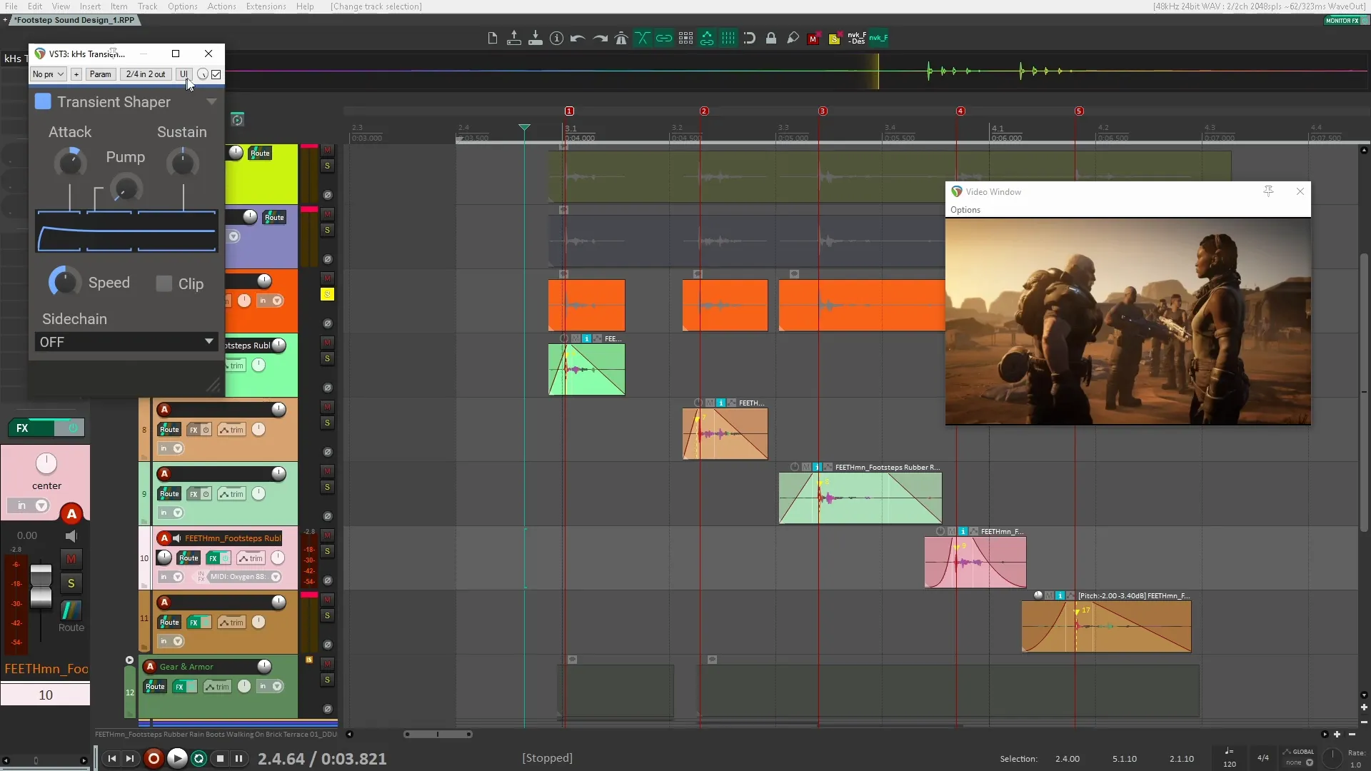 Processing footsteps with EQ