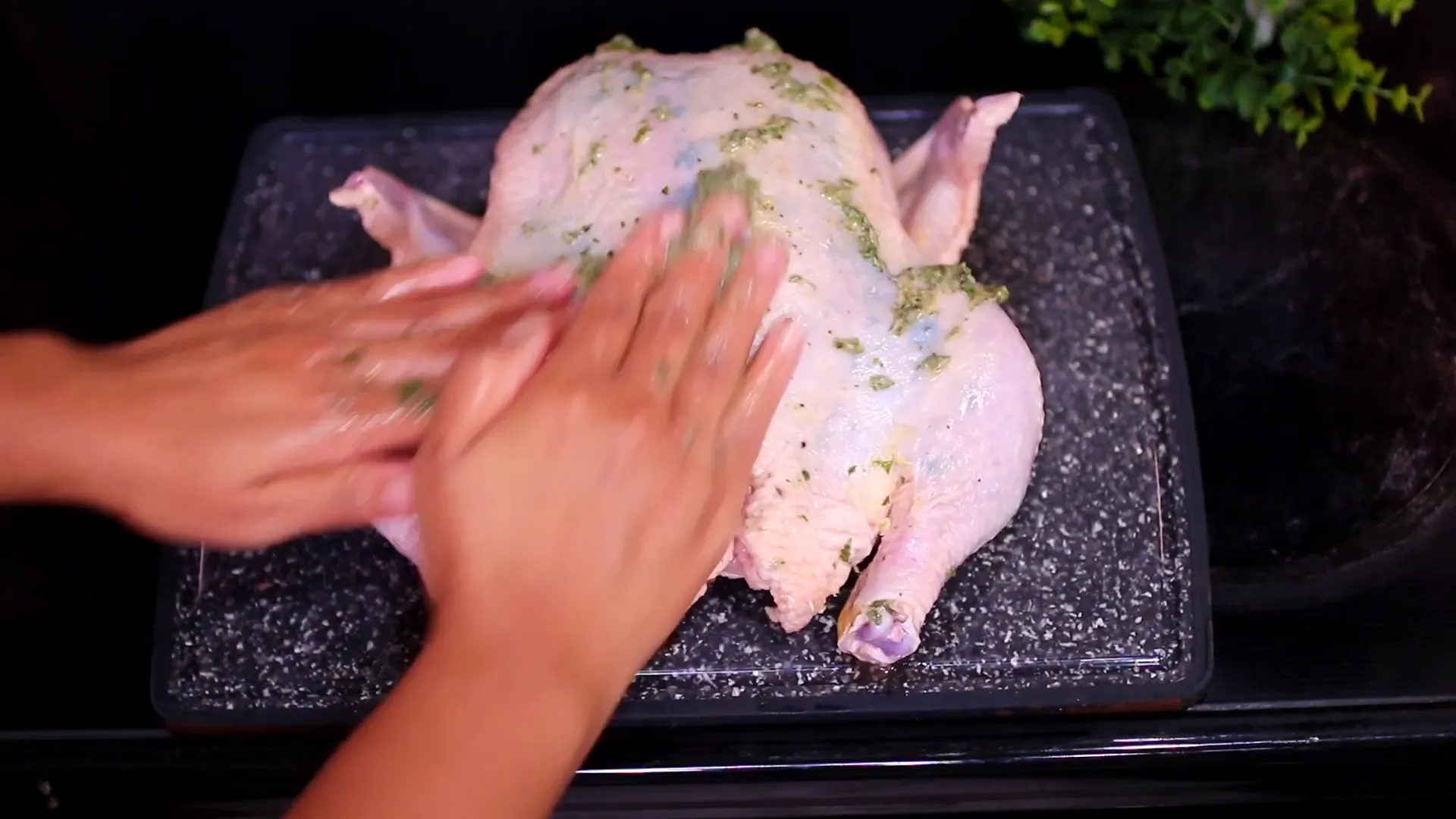 Seasoning the chicken