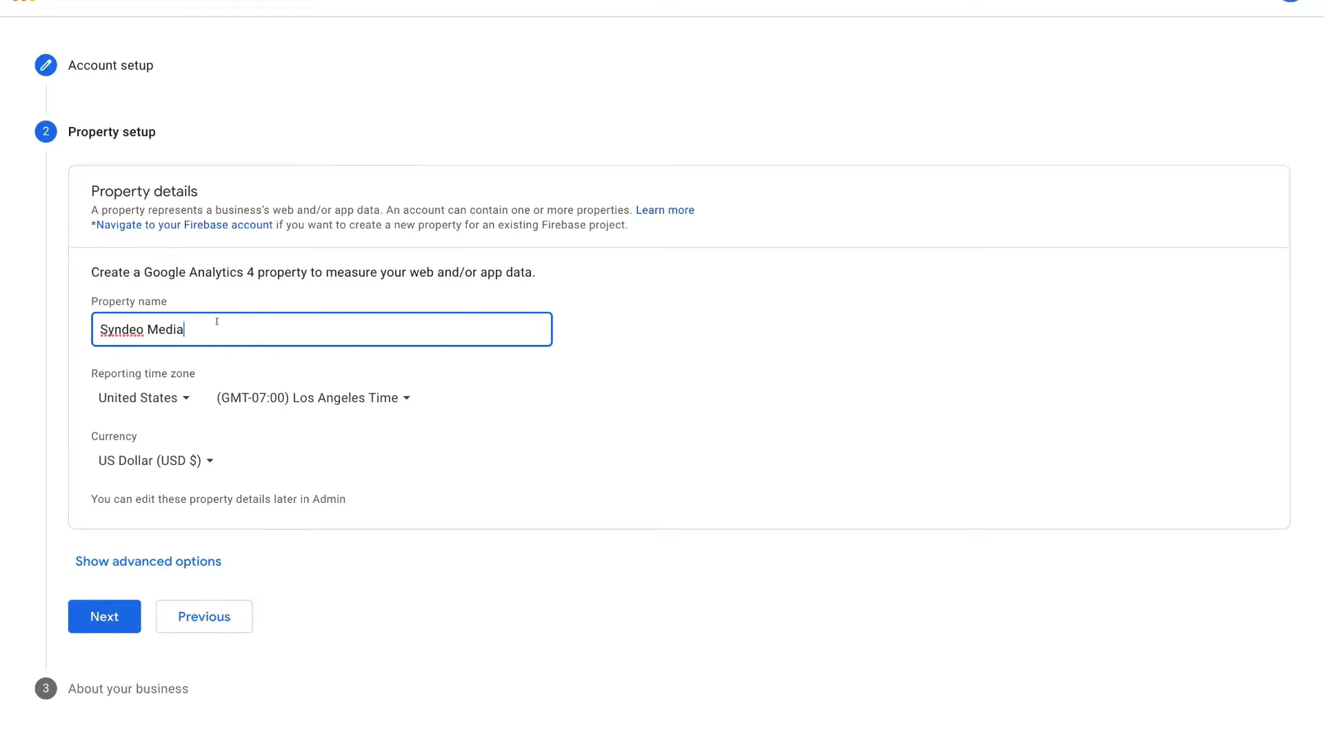 Propriété Google Analytics