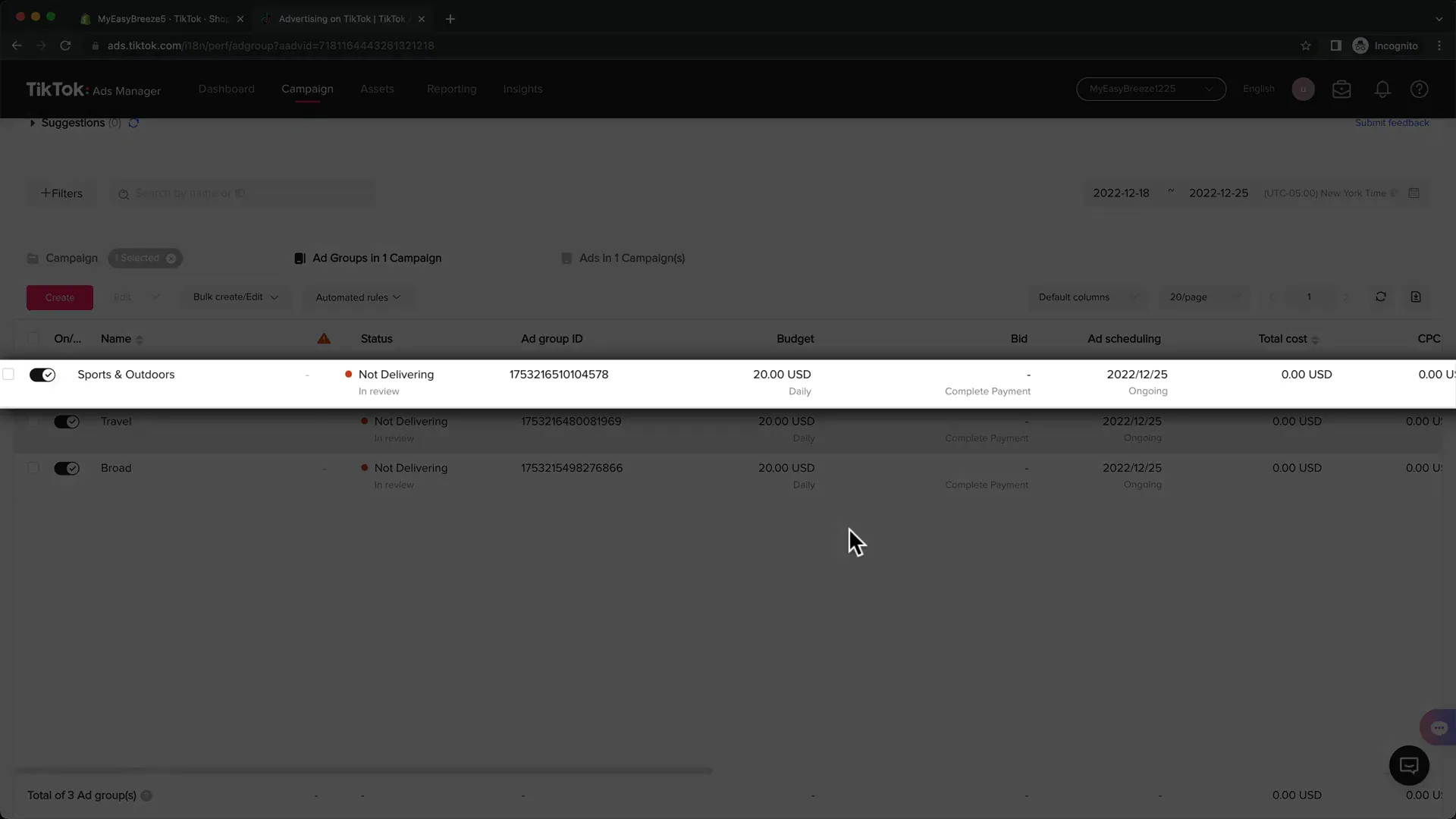 Duplication des groupes d'annonces pour le scaling