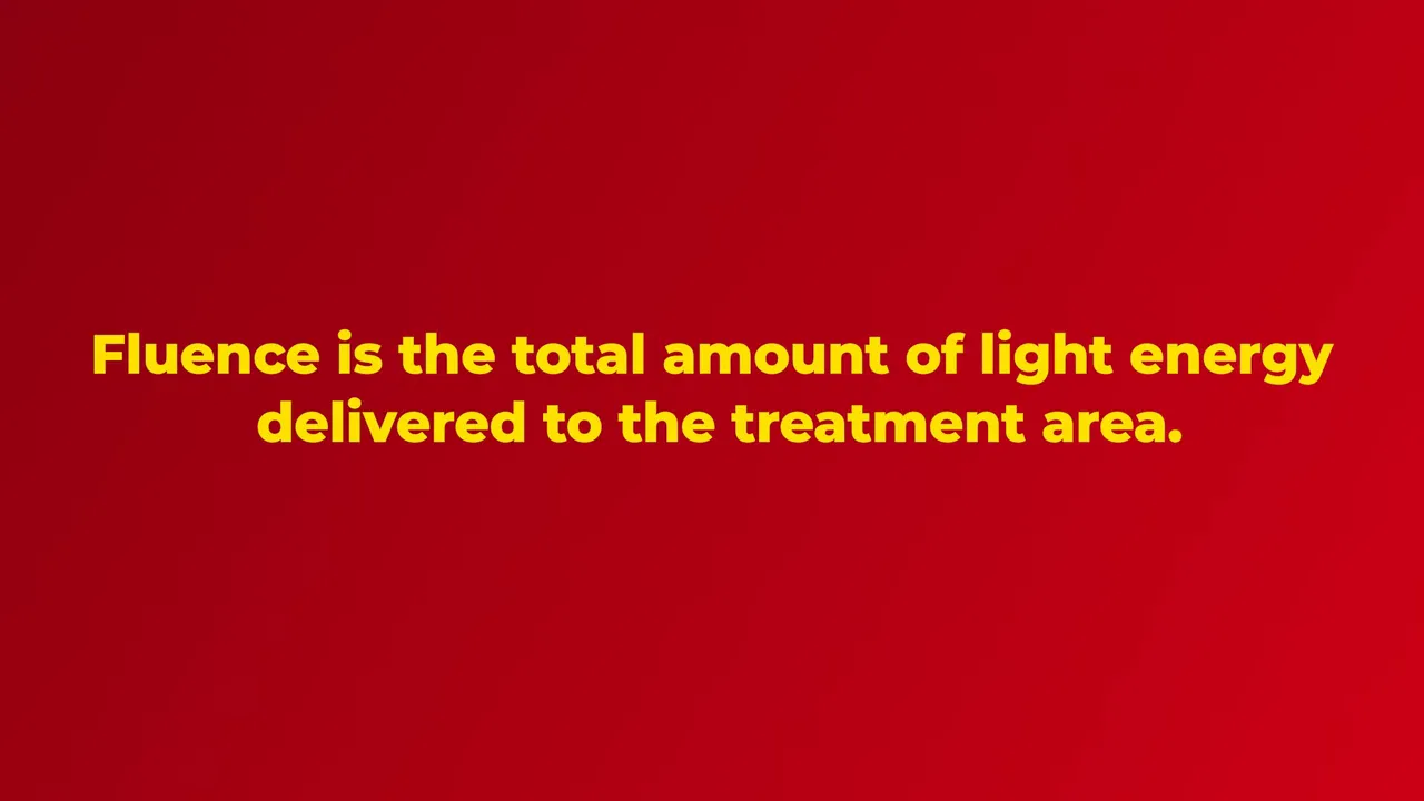 Formula written on a pad: Fluence equals irradiance times time divided by 1000