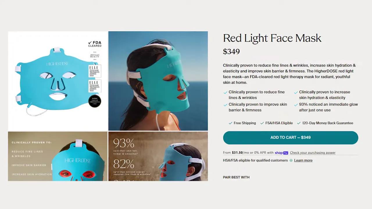 Mask laid flat with price overlay $350