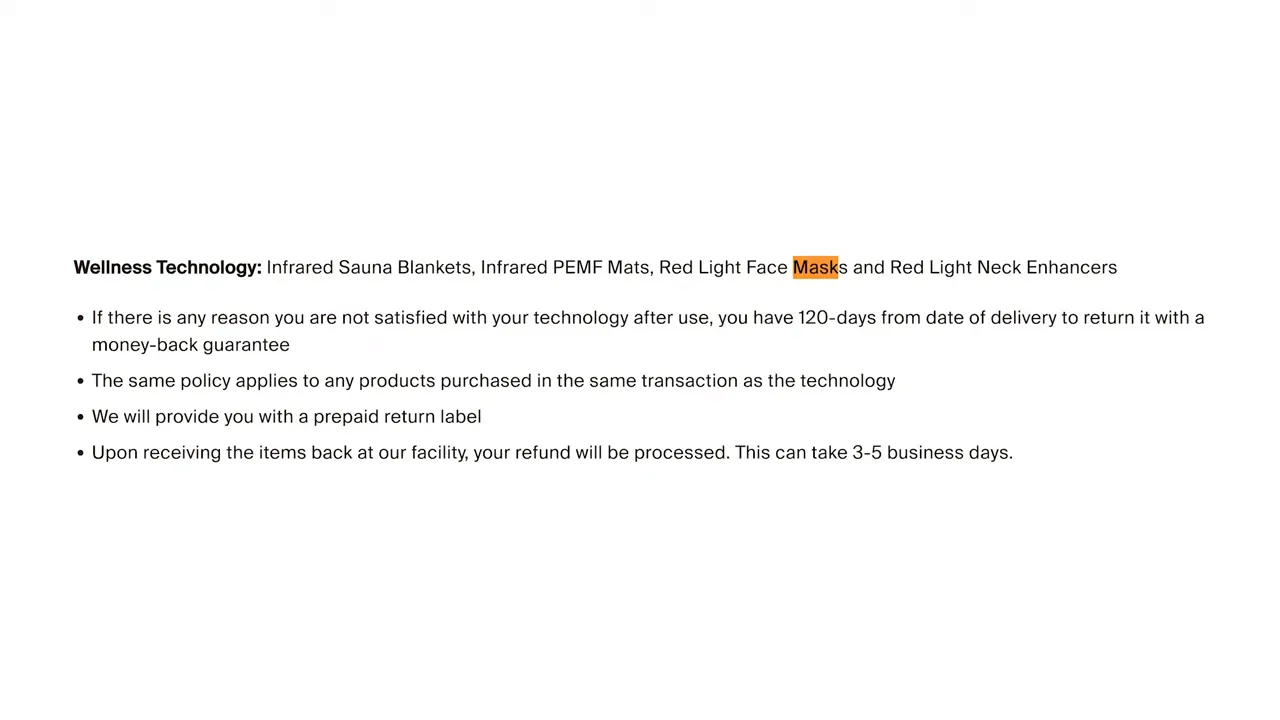 HigherDose returns policy and 120-day guarantee text