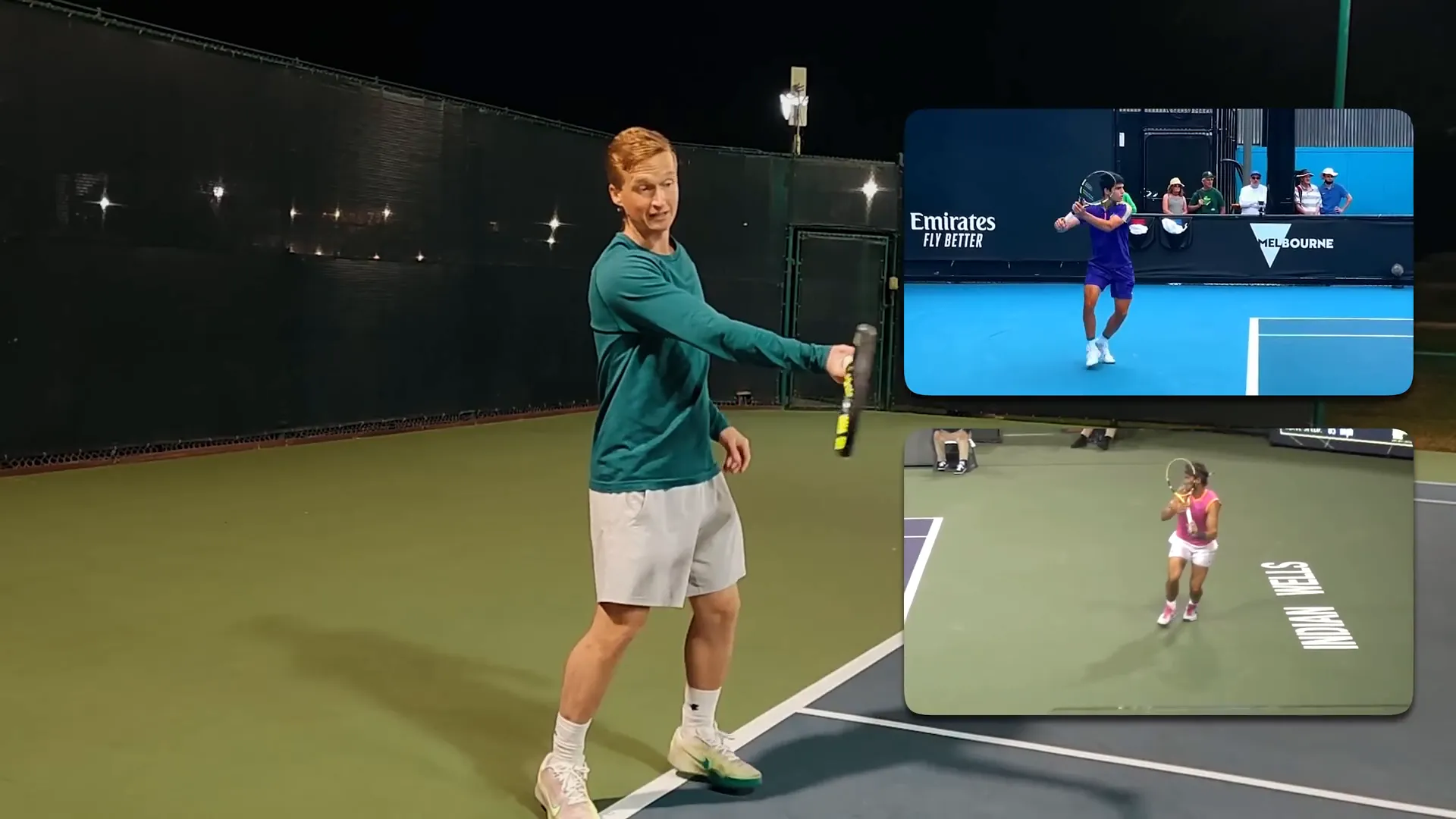 Forehand contact position showing elbow angle and wrist extension