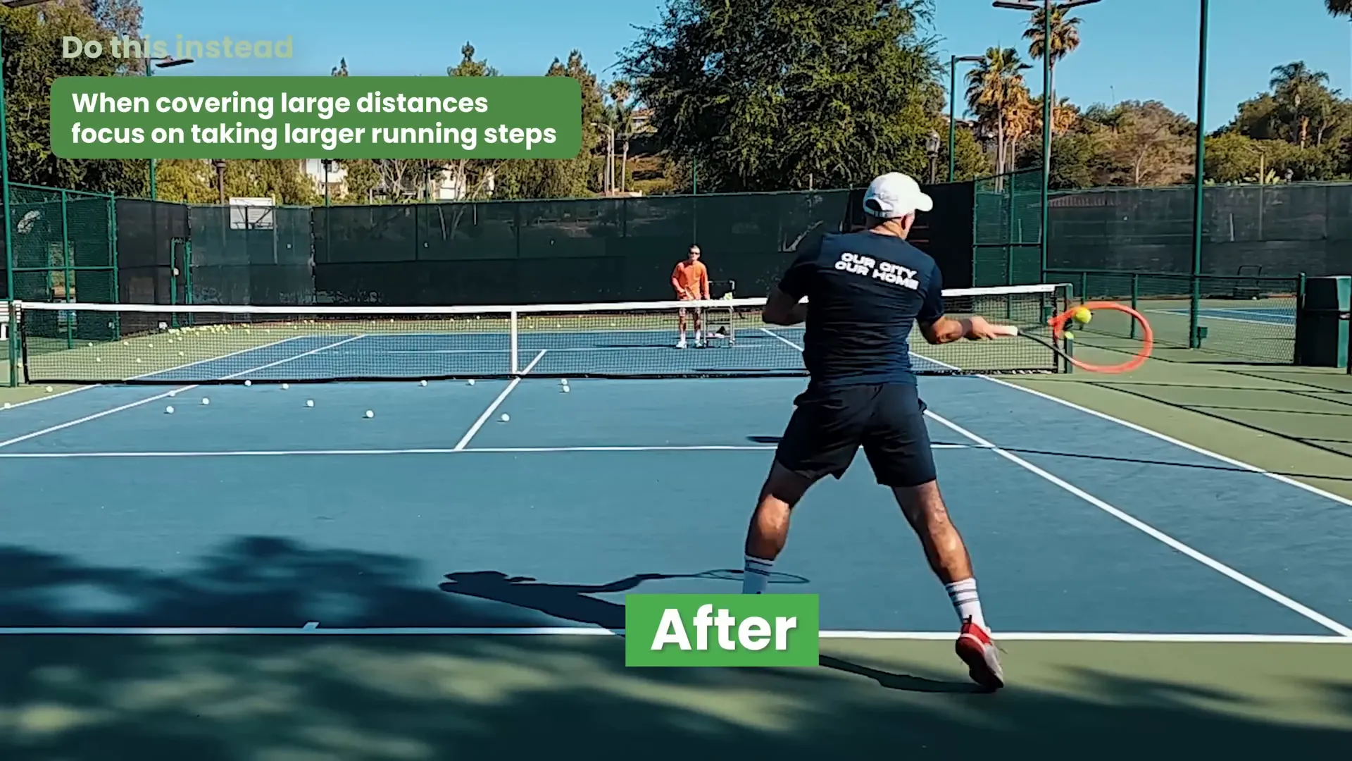 Side-by-side comparison of cross steps vs. shuffling illustrating efficient footwork