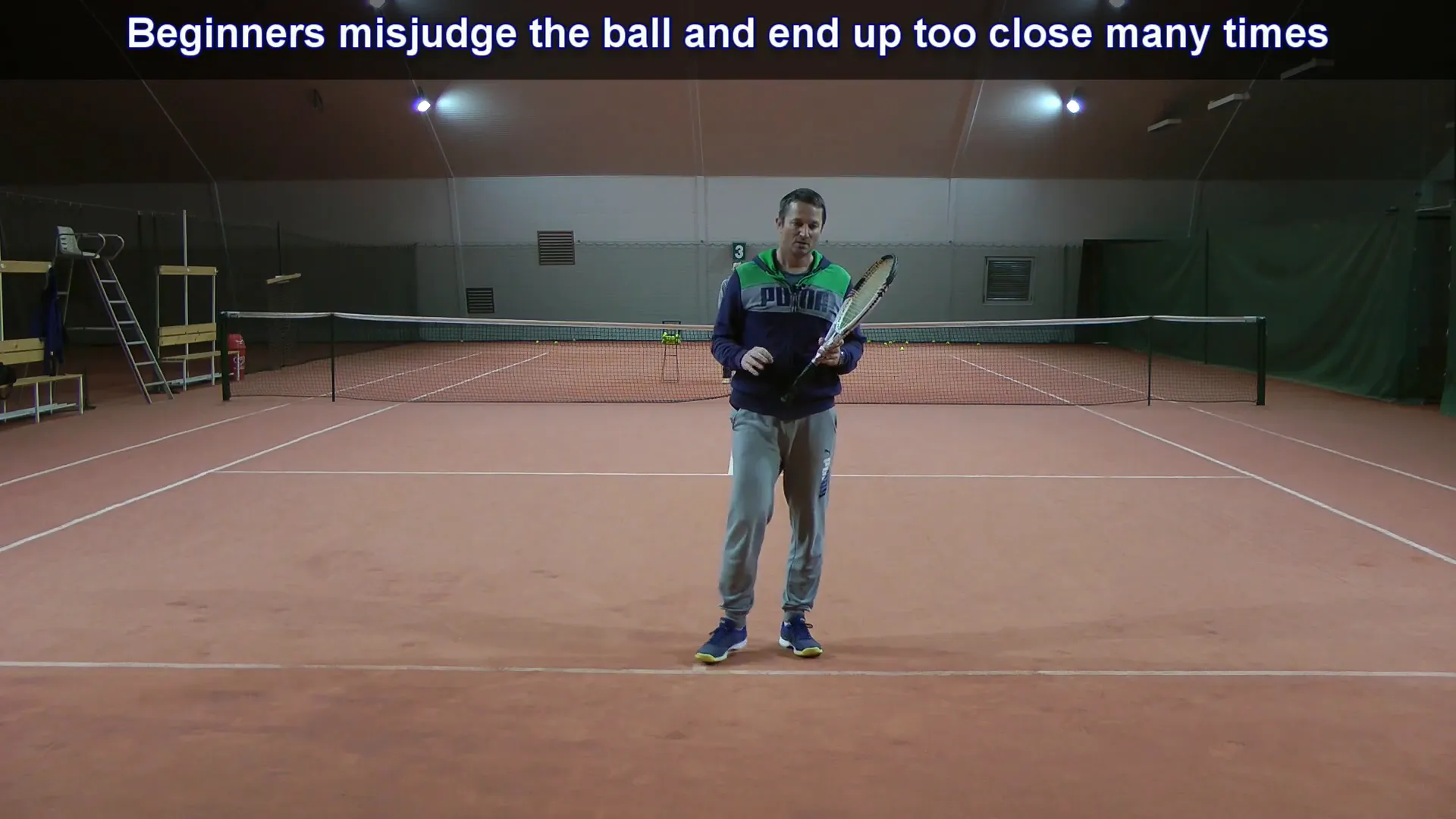 Player arriving too close to the ball and losing balance