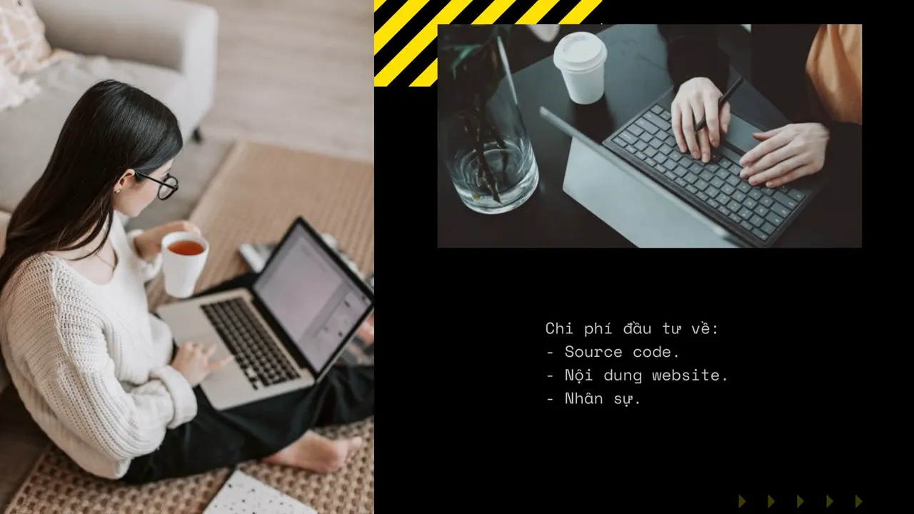 Slide liệt kê chi phí tên miền hosting mã nguồn nội dung và nhân sự