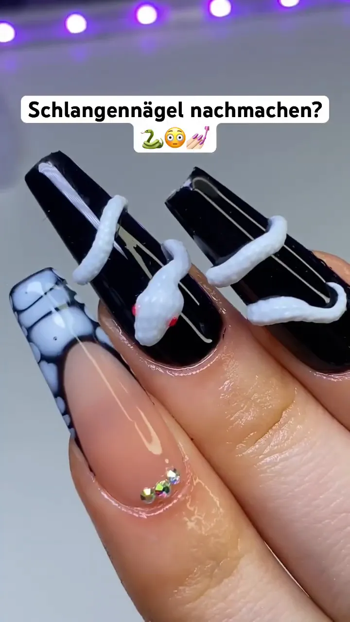 Schlange mit weißen und roten Details