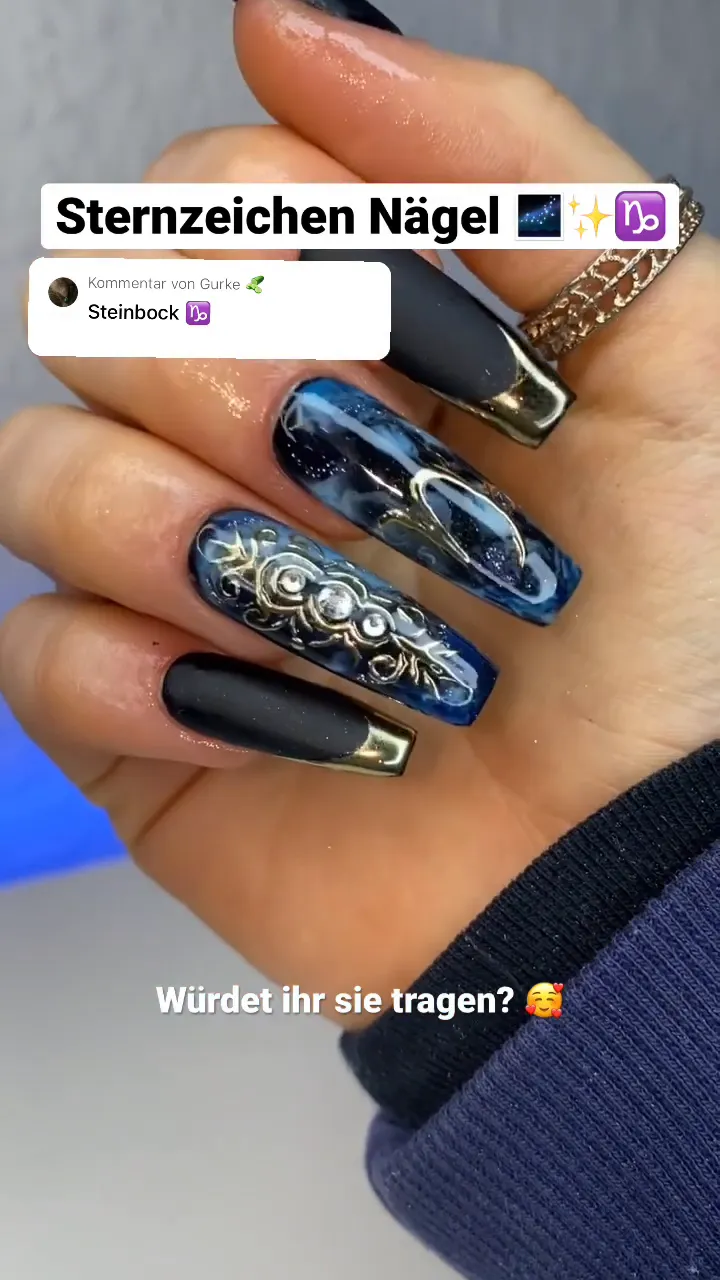 Fertiges Steinbock Nageldesign